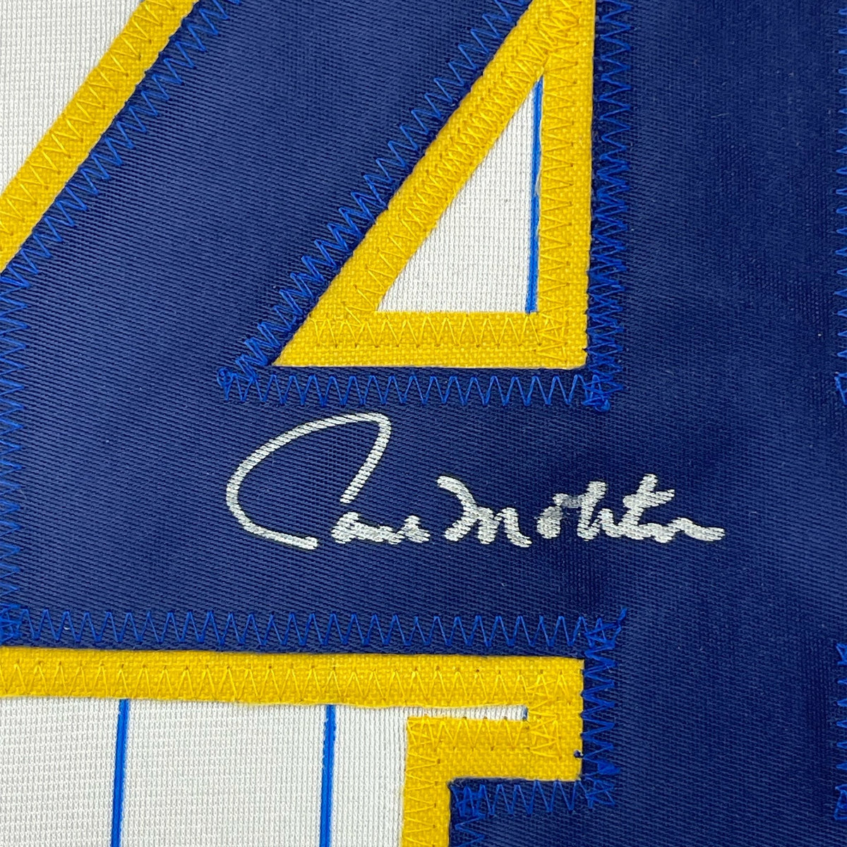 Framed Autographed/Signed Paul Molitor 35x39 Milwaukee Pinstripe Baseball Jersey Beckett BAS COA
