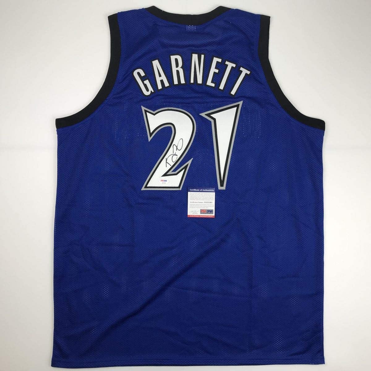 Autographed/Signed Kevin Garnett Minnesota Blue Basketball Jersey PSA/DNA COA