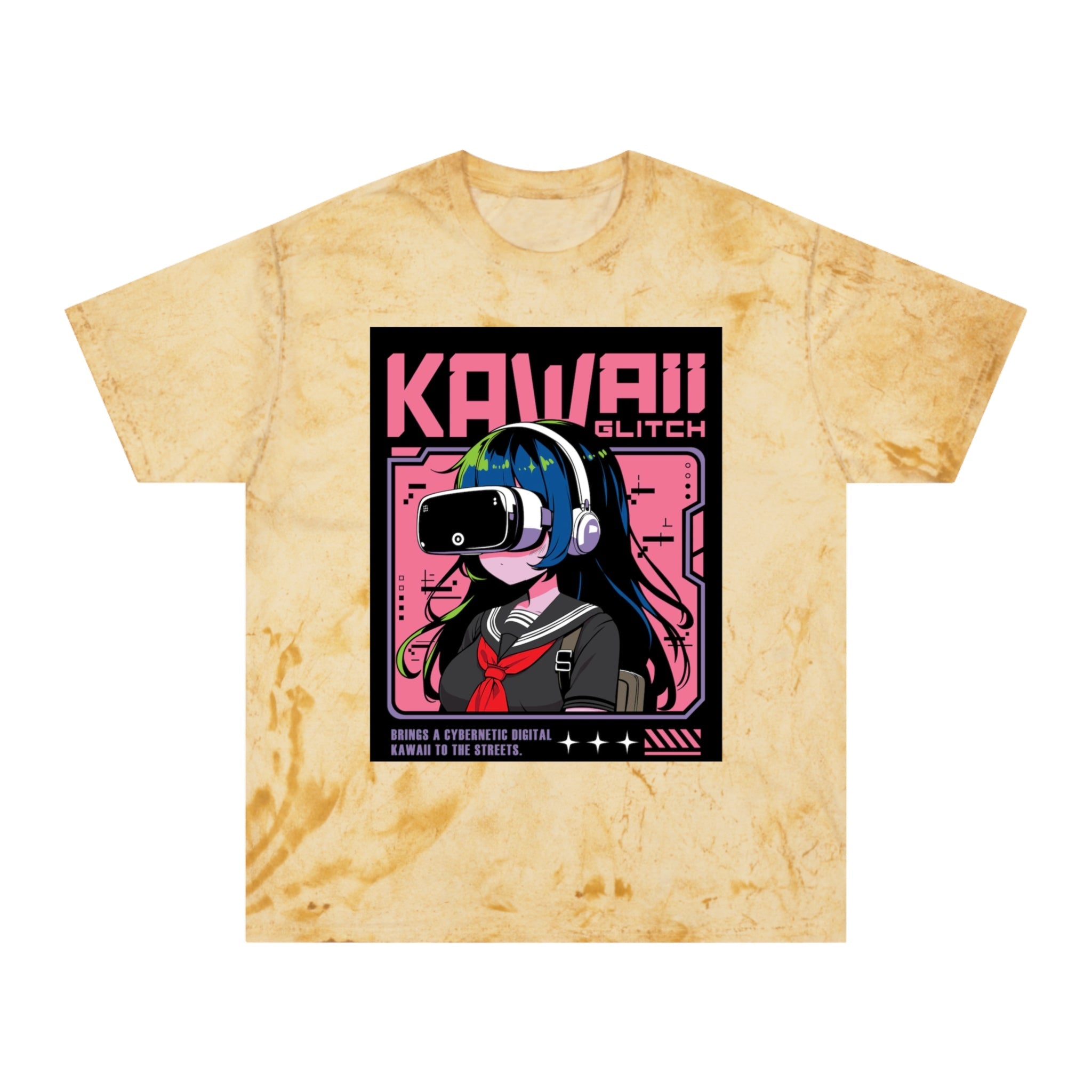 Kawaii Glitch T-Shirt, Anime Fan Apparel, Retro VR Graphic Tee, Unisex Casual Wear, Gamer Gift, Unique Color Blast Shirt
