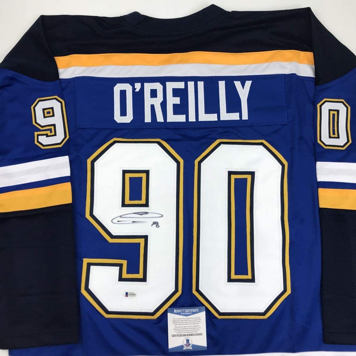 Autographed/Signed Ryan O'Reilly St. Louis Blue Hockey Jersey Beckett BAS COA