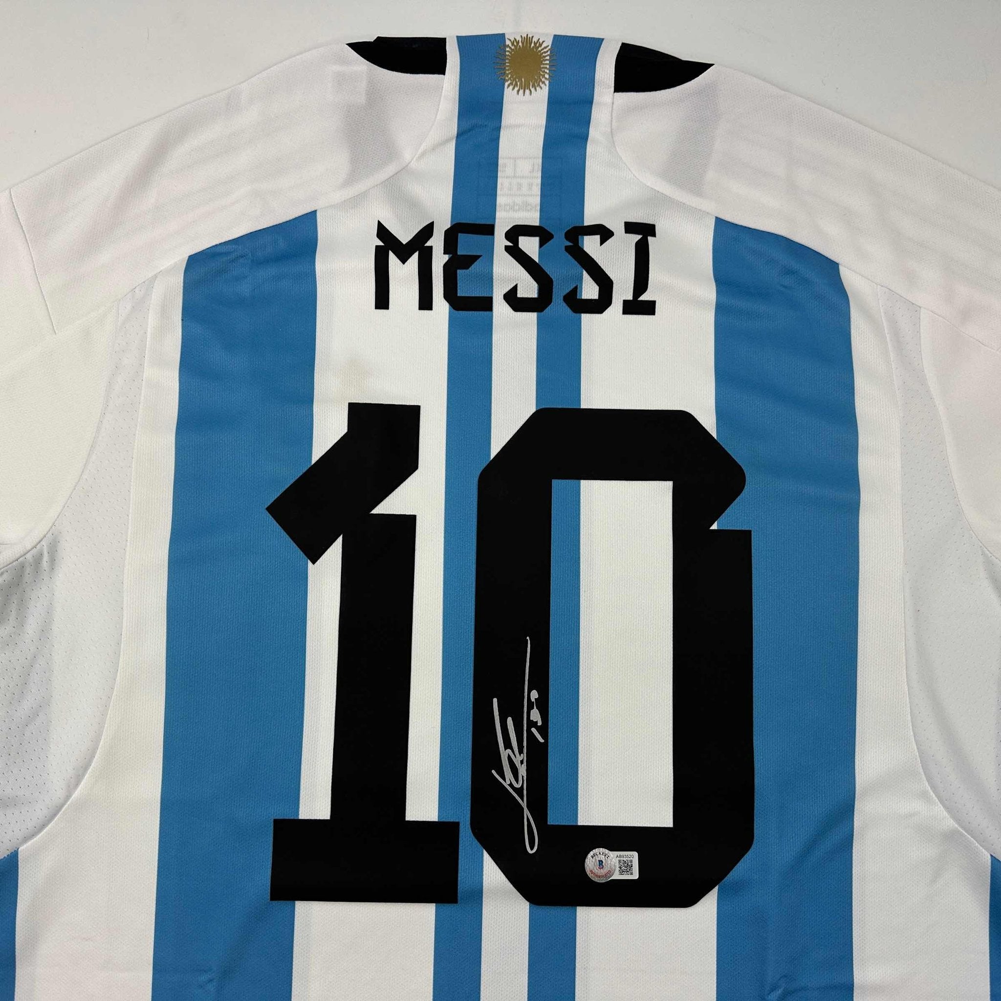 Autographed/Signed Lionel Leo Messi Argentina Blue Soccer Jersey Beckett BAS COA