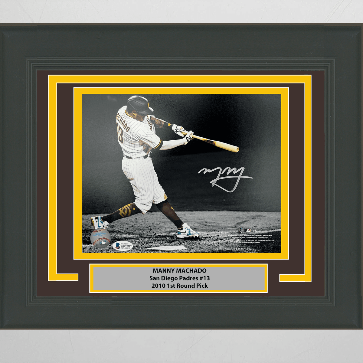 Framed Autographed/Signed Manny Machado San Diego Padres 8x10 Baseball Photo Beckett BAS COA