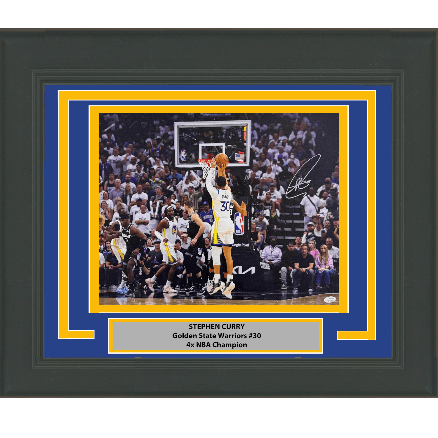 Framed Autographed/Signed Stephen Steph Curry Golden State Warriors 16x20 Basketball Photo JSA COA