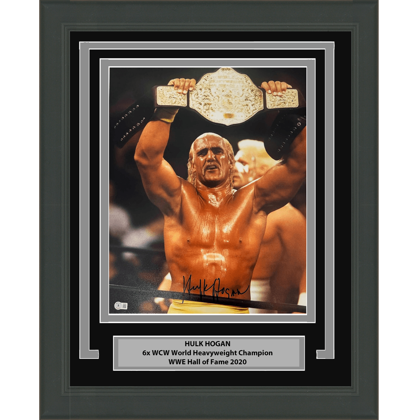 Framed Autographed/Signed Hulk Hogan 16x20 WWE Wrestling Photo Beckett BAS COA #3