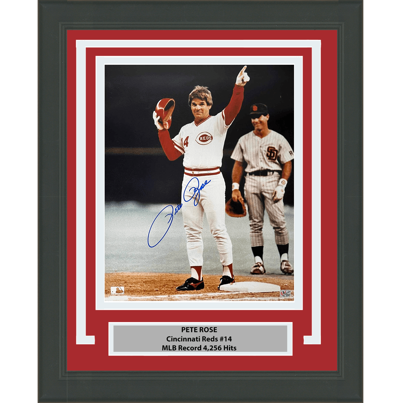 Framed Autographed/Signed Pete Rose Cincinnati Red 16x20 Baseball Photo Athlete Hologram COA Holo #2