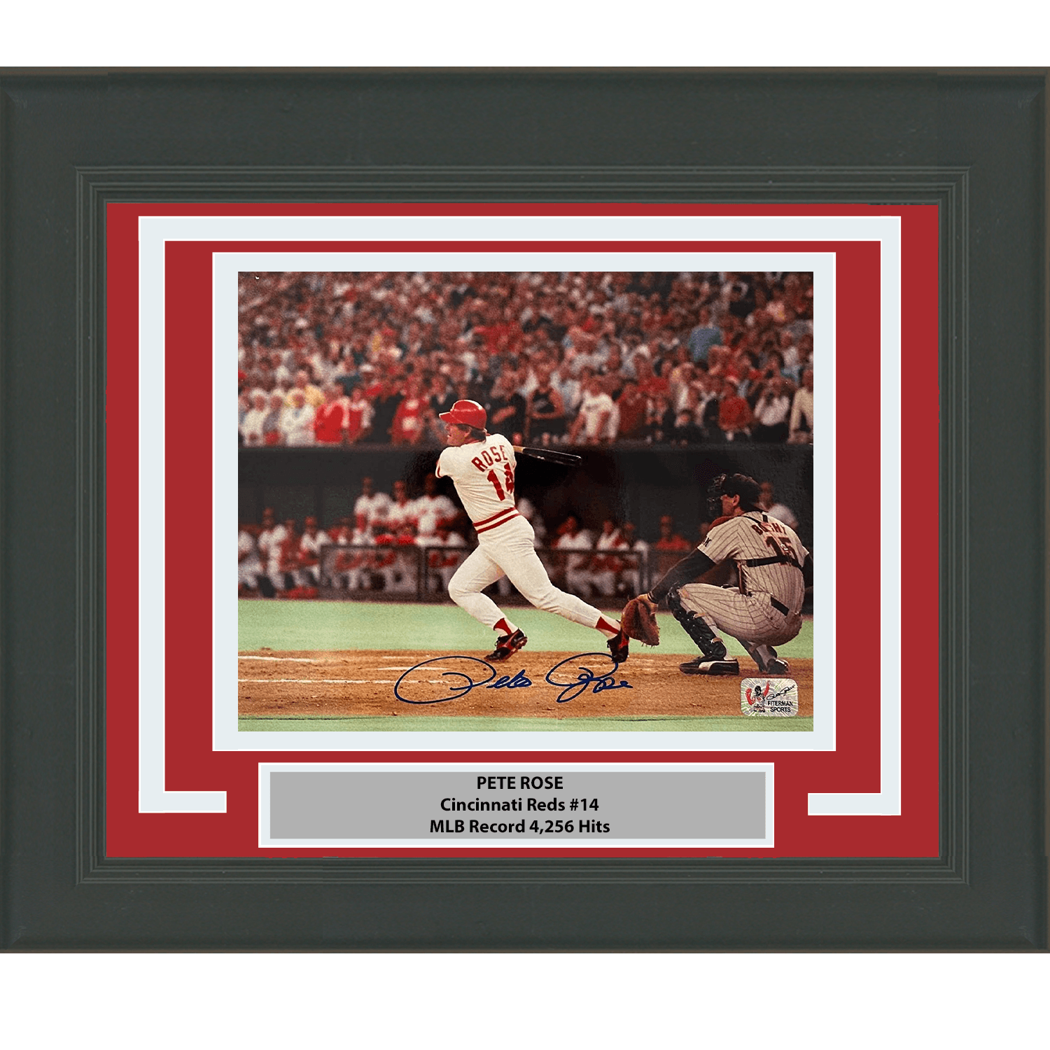 Framed Autographed/Signed Pete Rose Cincinnati Red 8x10 Baseball Photo Athlete Hologram COA Holo #2