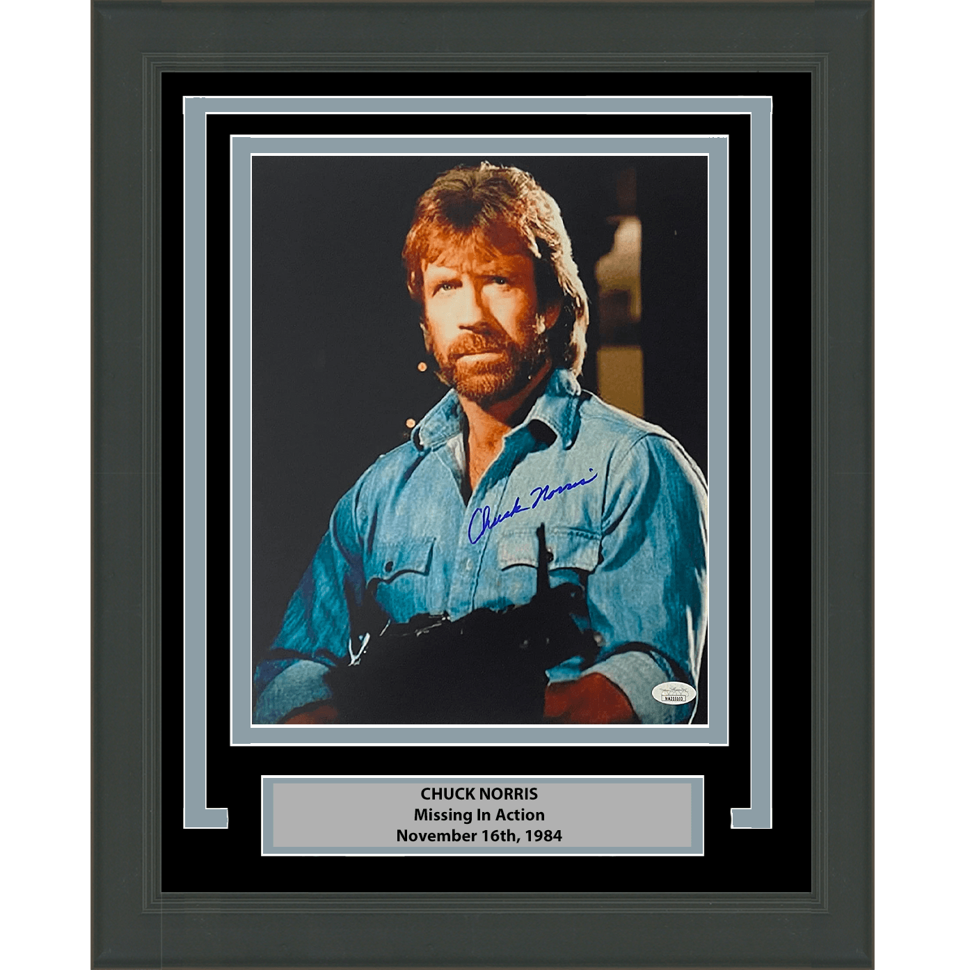 Framed Autographed/Signed Chuck Norris Missing in Action 11x14 Movie Photo JSA COA #7