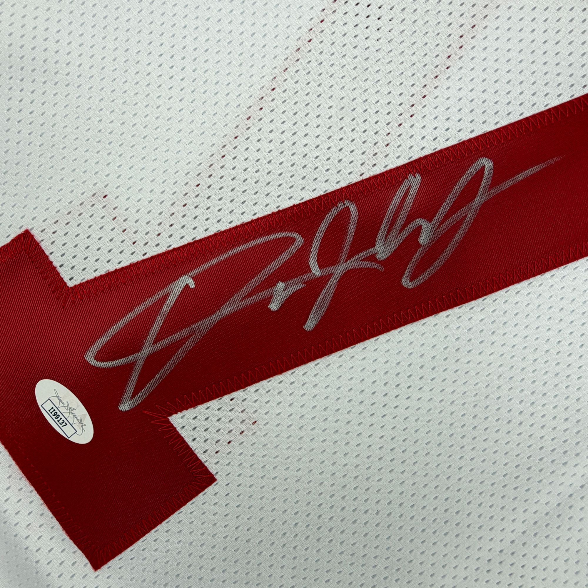 Autographed/Signed Dwayne Haskins Jr. Ohio State White College Football Jersey JSA COA