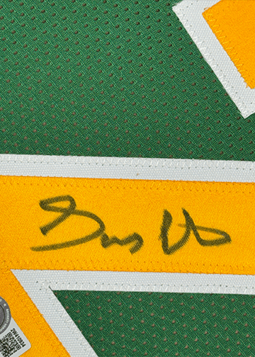 Framed Autographed/Signed Gary Payton 35x39 Seattle Green Basketball Jersey JSA COA