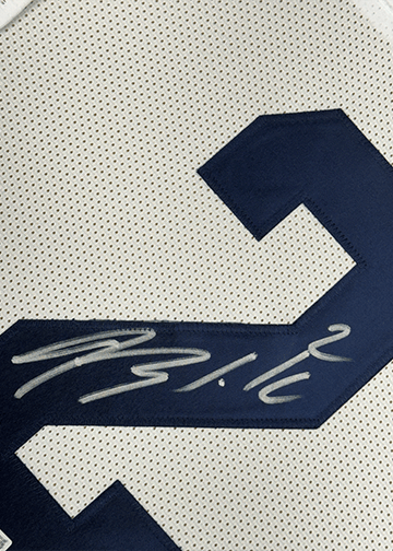 Framed Autographed/Signed Blake Corum 35x39 Michigan White College Football Jersey Beckett BAS COA