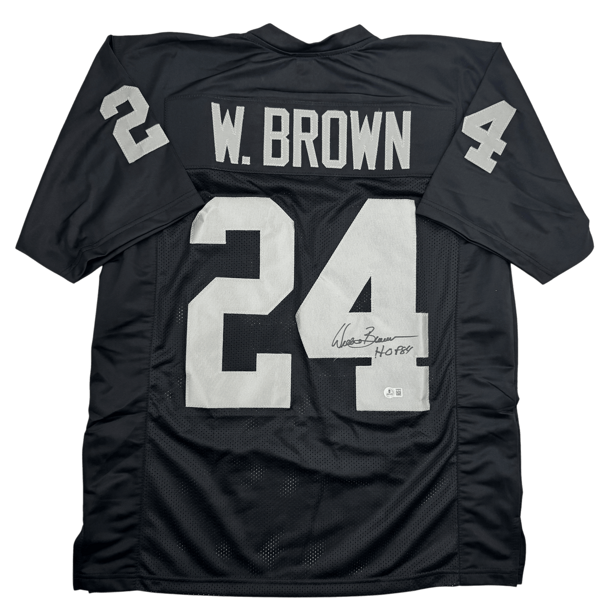 Autographed/Signed Willie Brown HOF 84 Las Vegas Oakland Black Football Jersey JSA COA