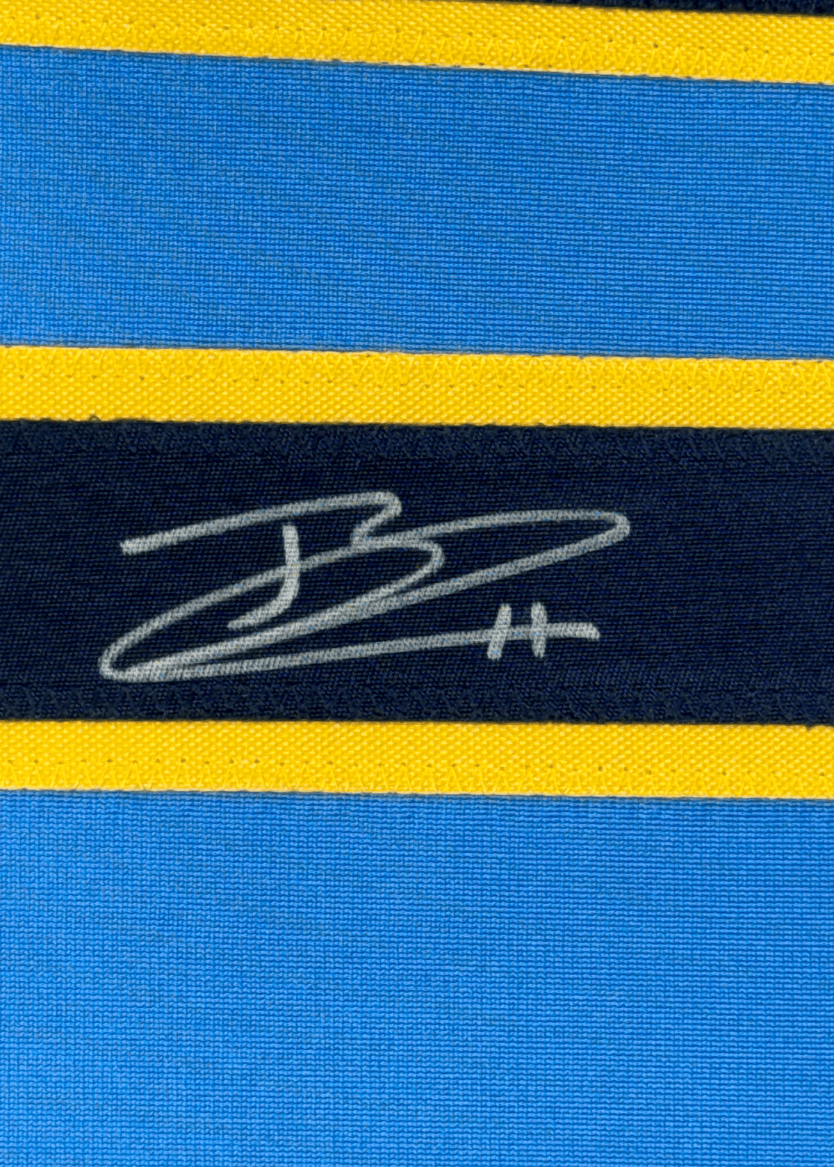 Framed Autographed/Signed Jackson Chourio 35x39 Milwaukee Blue Baseball Jersey Beckett BAS COA