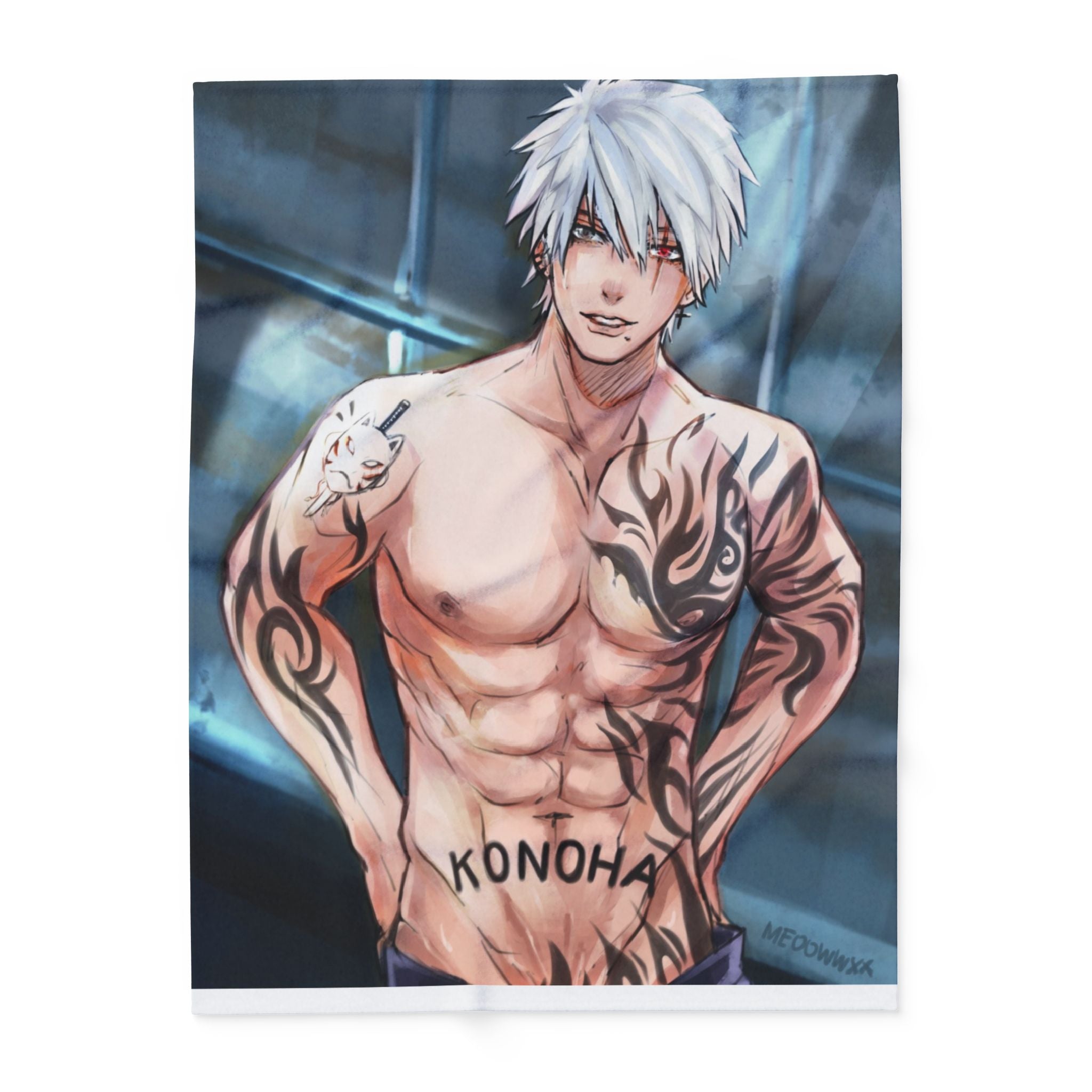 Ninja style Anime-Themed Fleece Blanket, Cozy Throw Blanket, Konoha Design Blanket, Gift for Anime Fans, Soft Plush Blanket