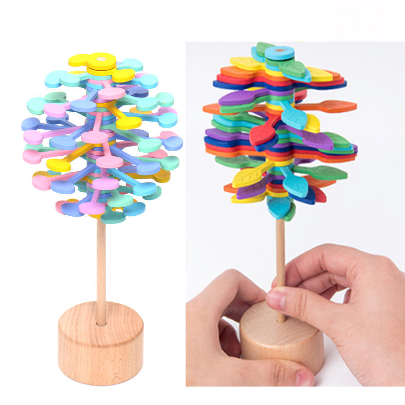 Wooden Rotating Lollipop Toy – Stress Relief Spiral Desk Ornament