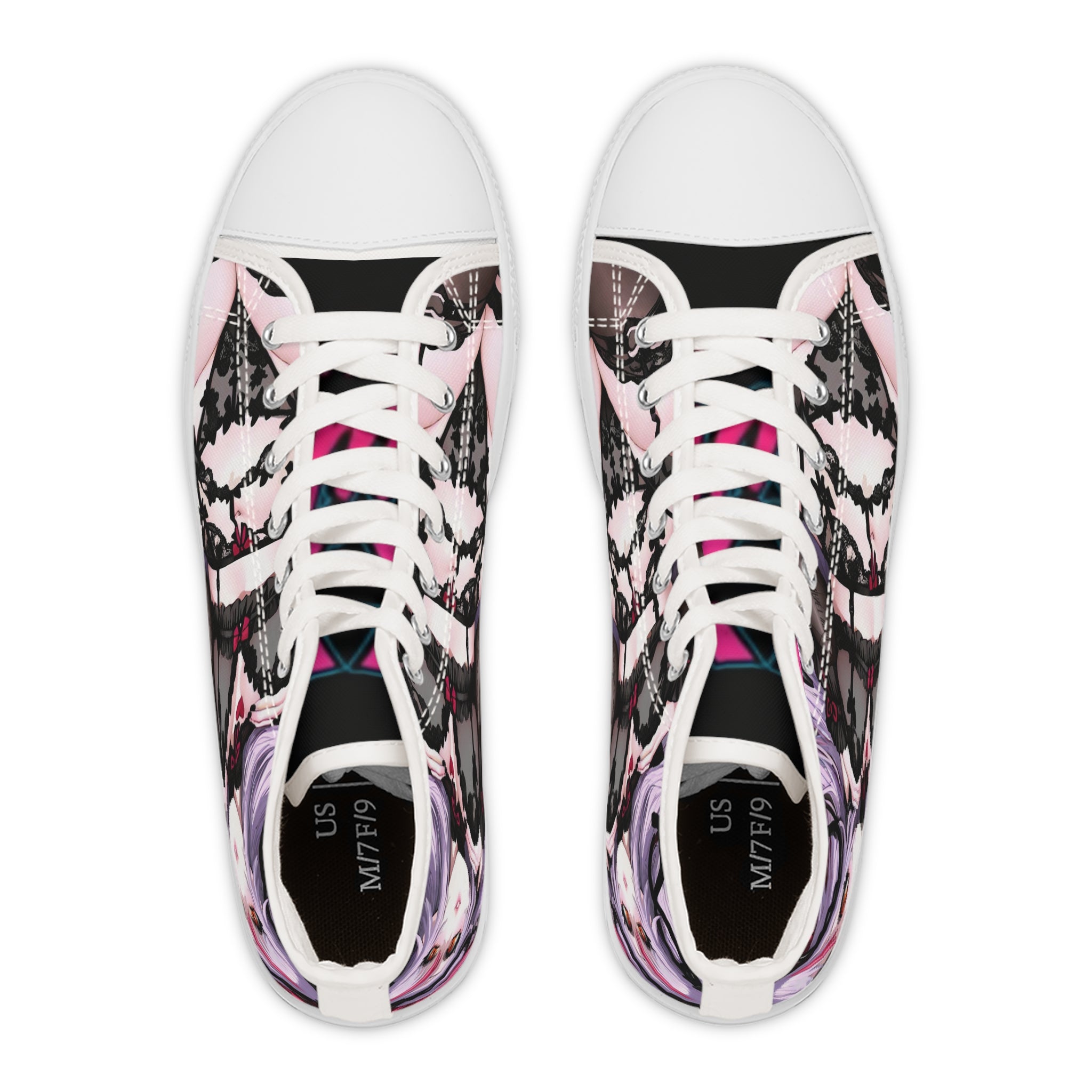 Trendy Women's High Top Sneakers with Artistic Design, Fashionable Footwear, Casual Sneakers, Street Style Shoes, Unique Gift Idea