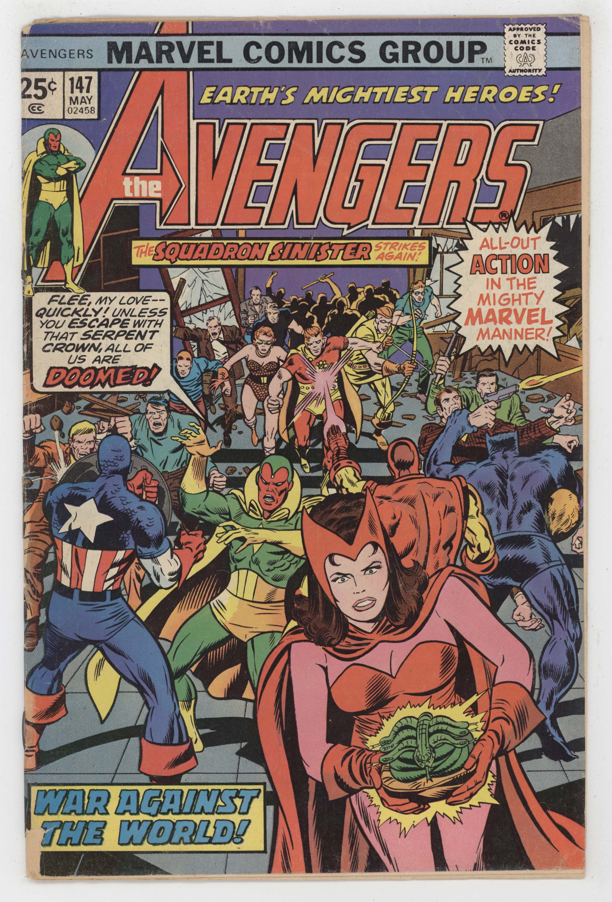 Avengers 147 Marvel 1976 PR Iron Man Thor Captain America Scarlet Witch