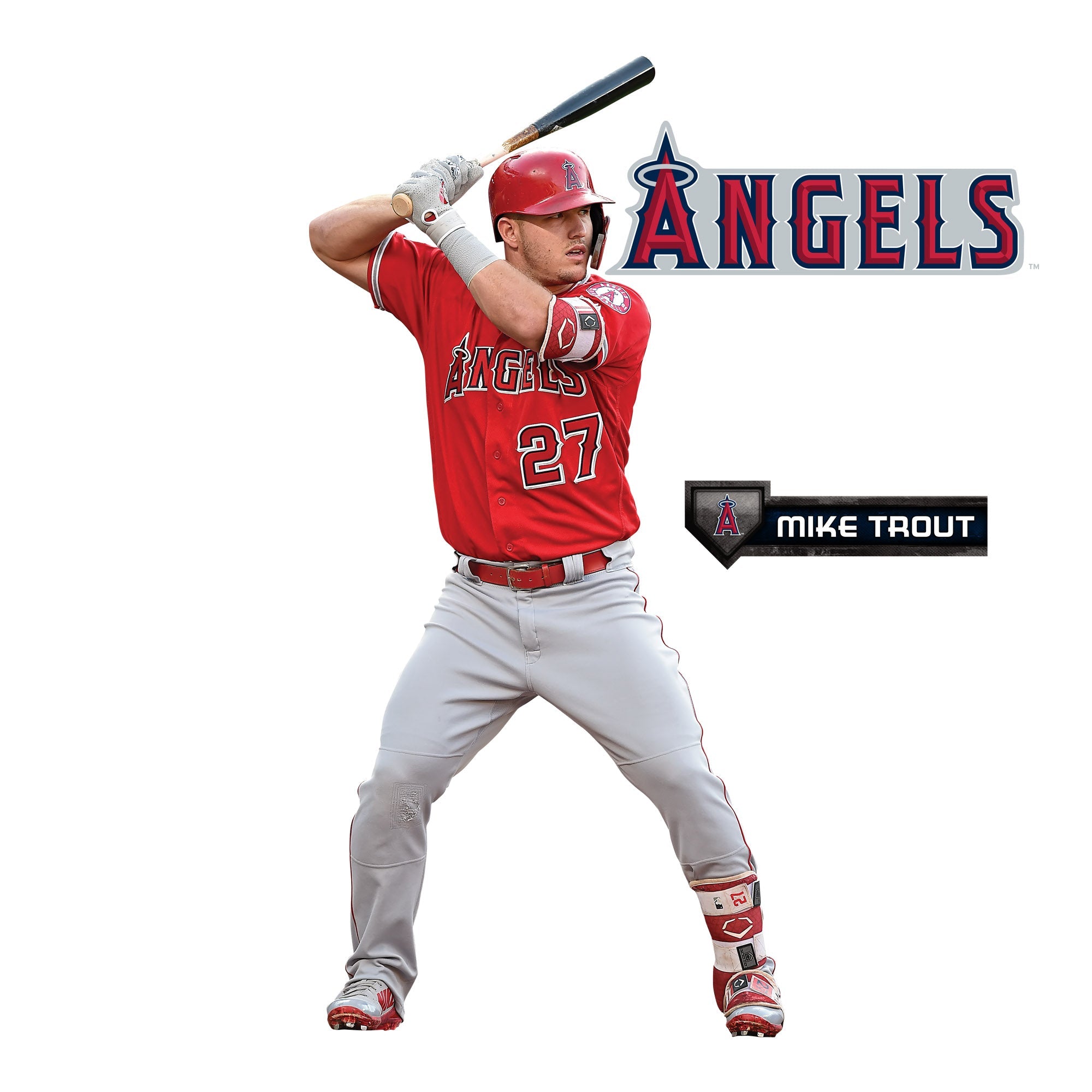 Mike Trout - RealBig At Bat Collection - Official MLB - Los Angeles Angels - Reusable Vinyl Wall Decals