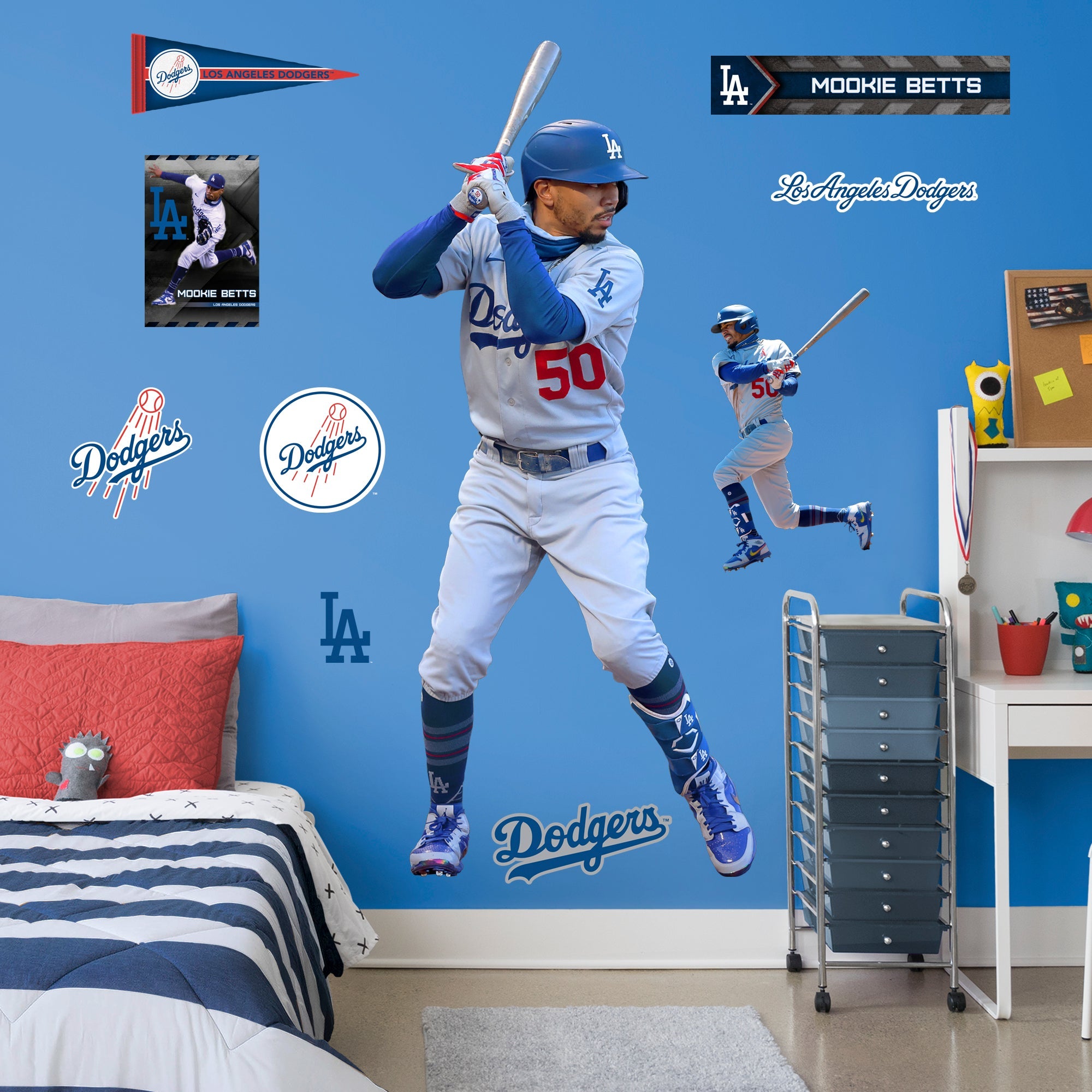 Mookie Betts - RealBig Collection - Official MLB - Los Angeles Dodgers - Reusable Vinyl Wall Decals #1