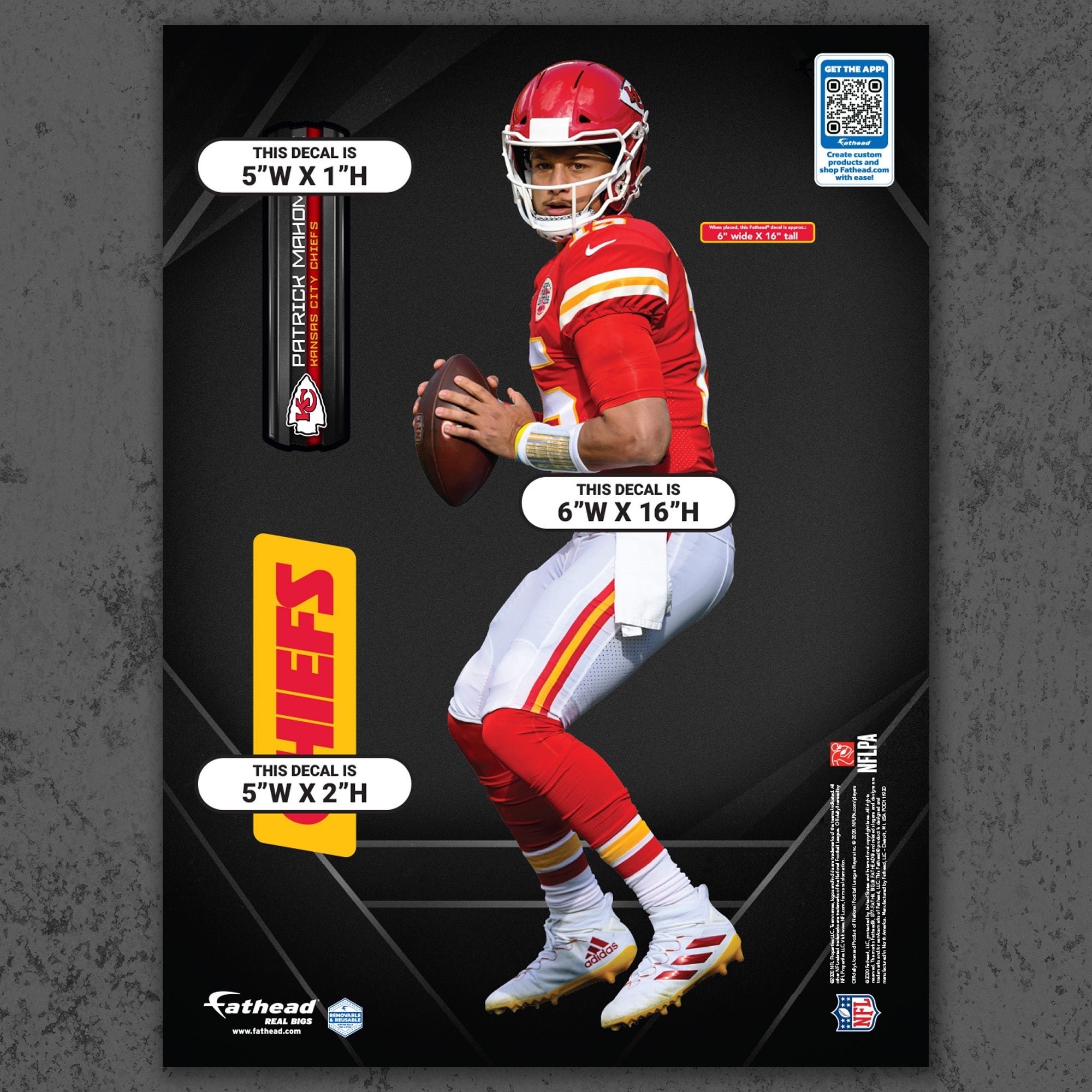 Patrick Mahomes II - RealBig Arrowhead Ace Collection - Official NFL - Kansas City Chiefs - Reusable Vinyl Wall Decals