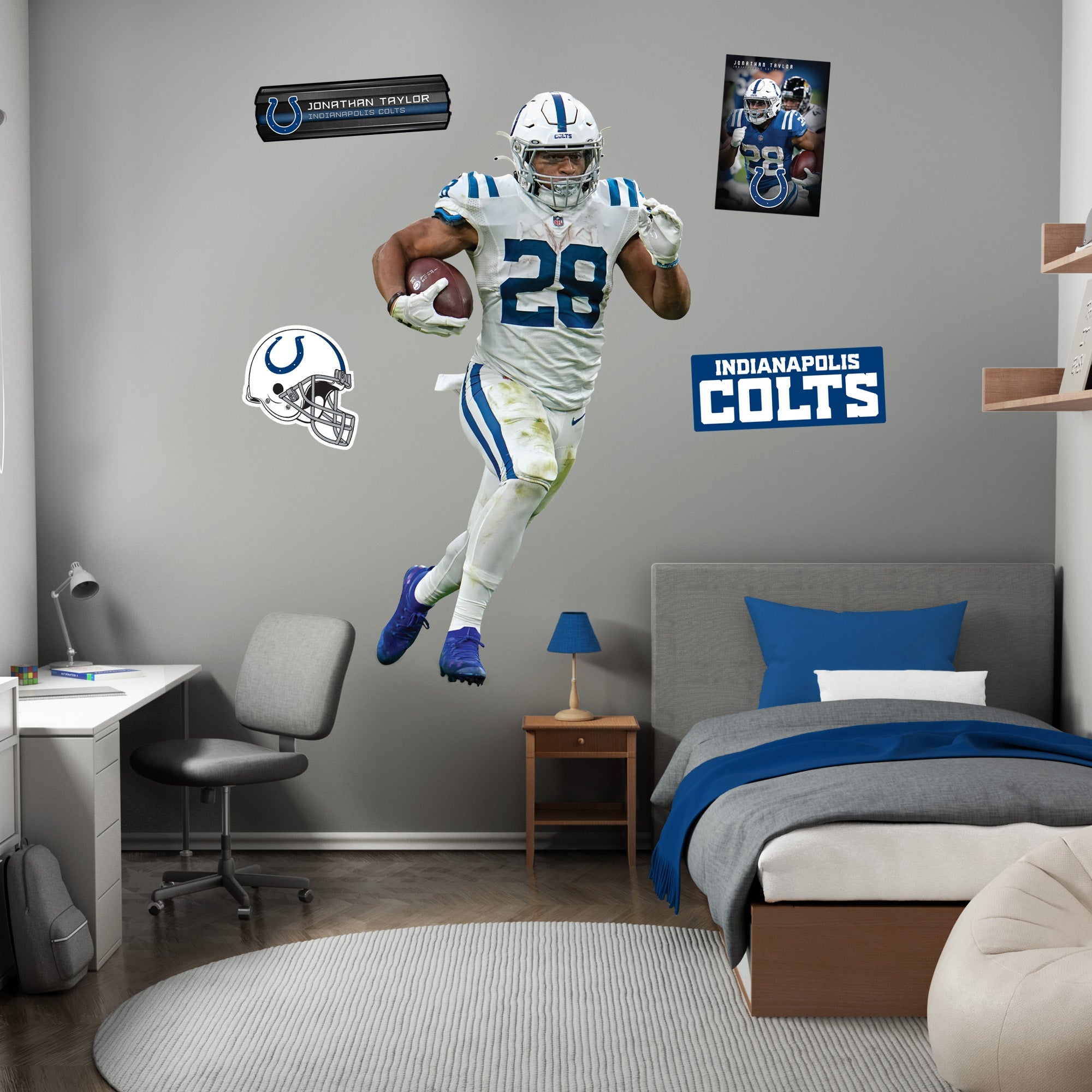 Jonathan Taylor - RealBig Horseshoe Hustle Collection - Official NFL - Indianapolis Colts - Reusable Vinyl Wall Decals