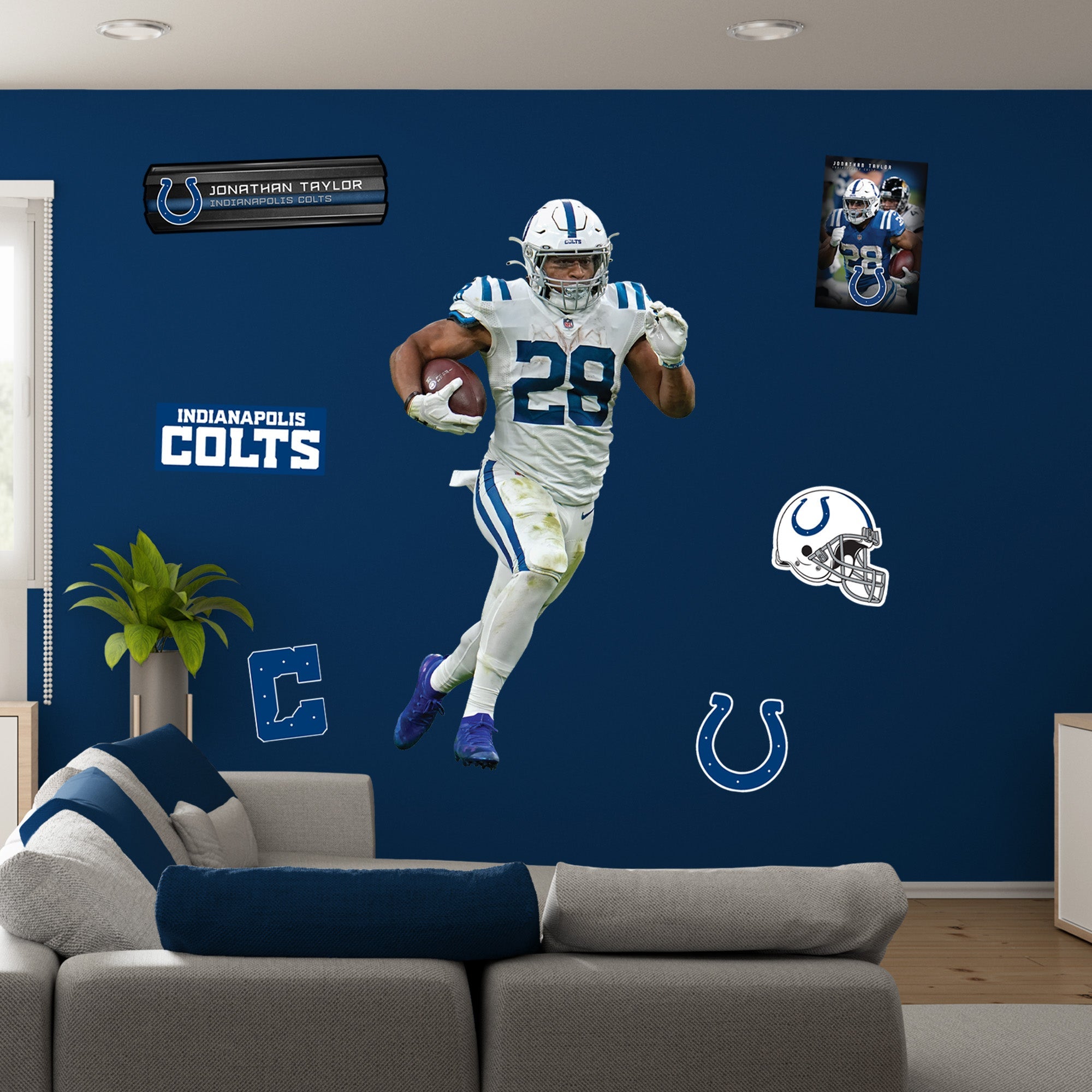 Jonathan Taylor - RealBig Horseshoe Hustle Collection - Official NFL - Indianapolis Colts - Reusable Vinyl Wall Decals