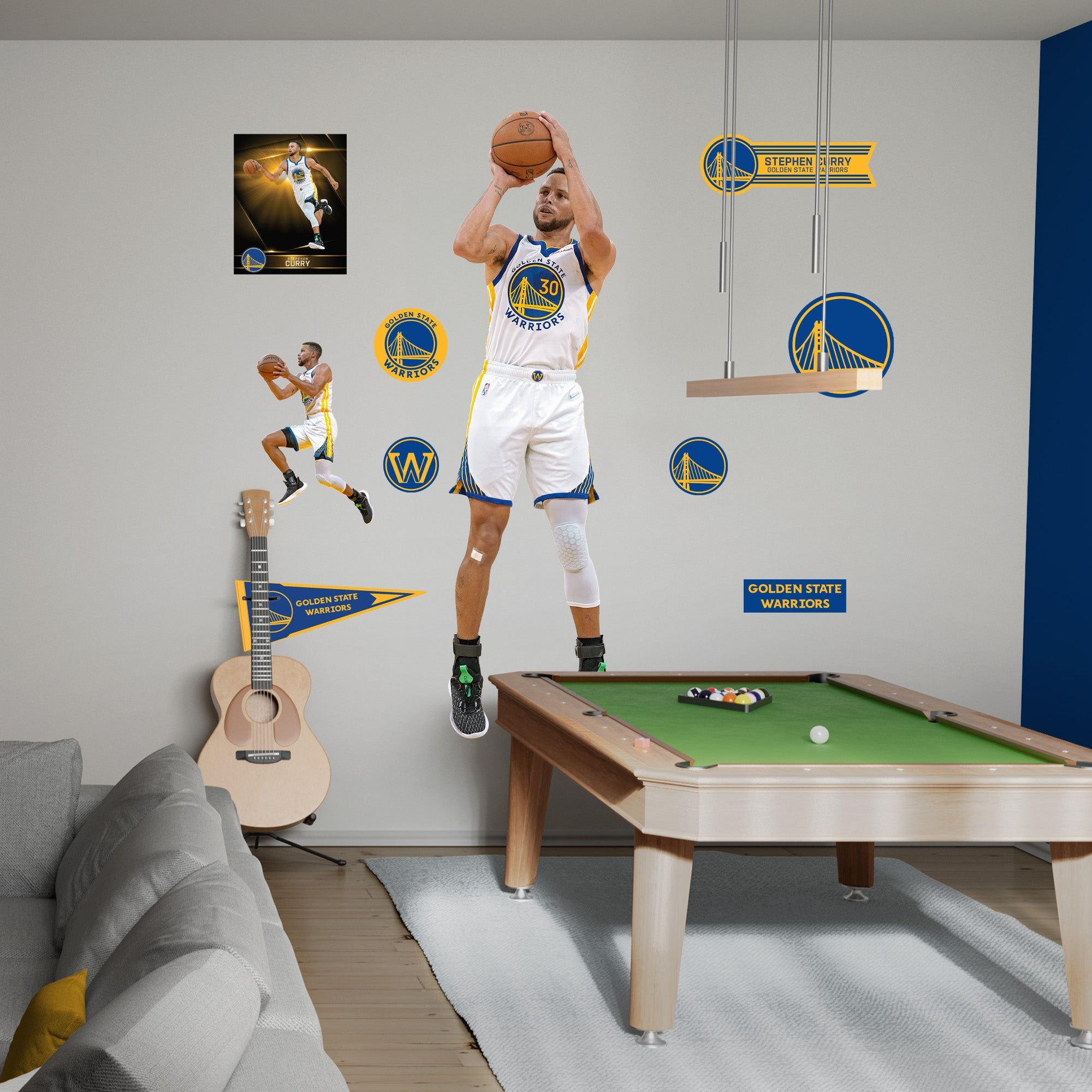 Stephen Curry - RealBig Jumper Collection - Official NBA - Golden State Warriors - Reusable Vinyl Wall Decals