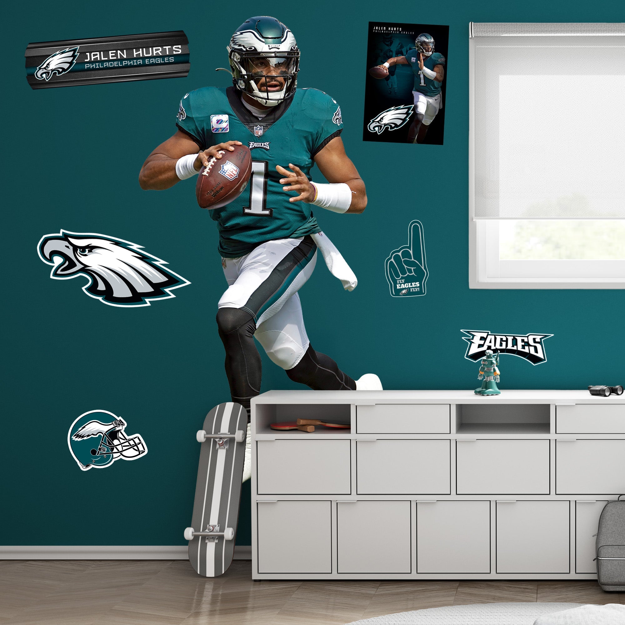Jalen Hurts - RealBig No. 1 Collection - Official NFL - Philadelphia Eagles - Reusable Vinyl Wall Decals