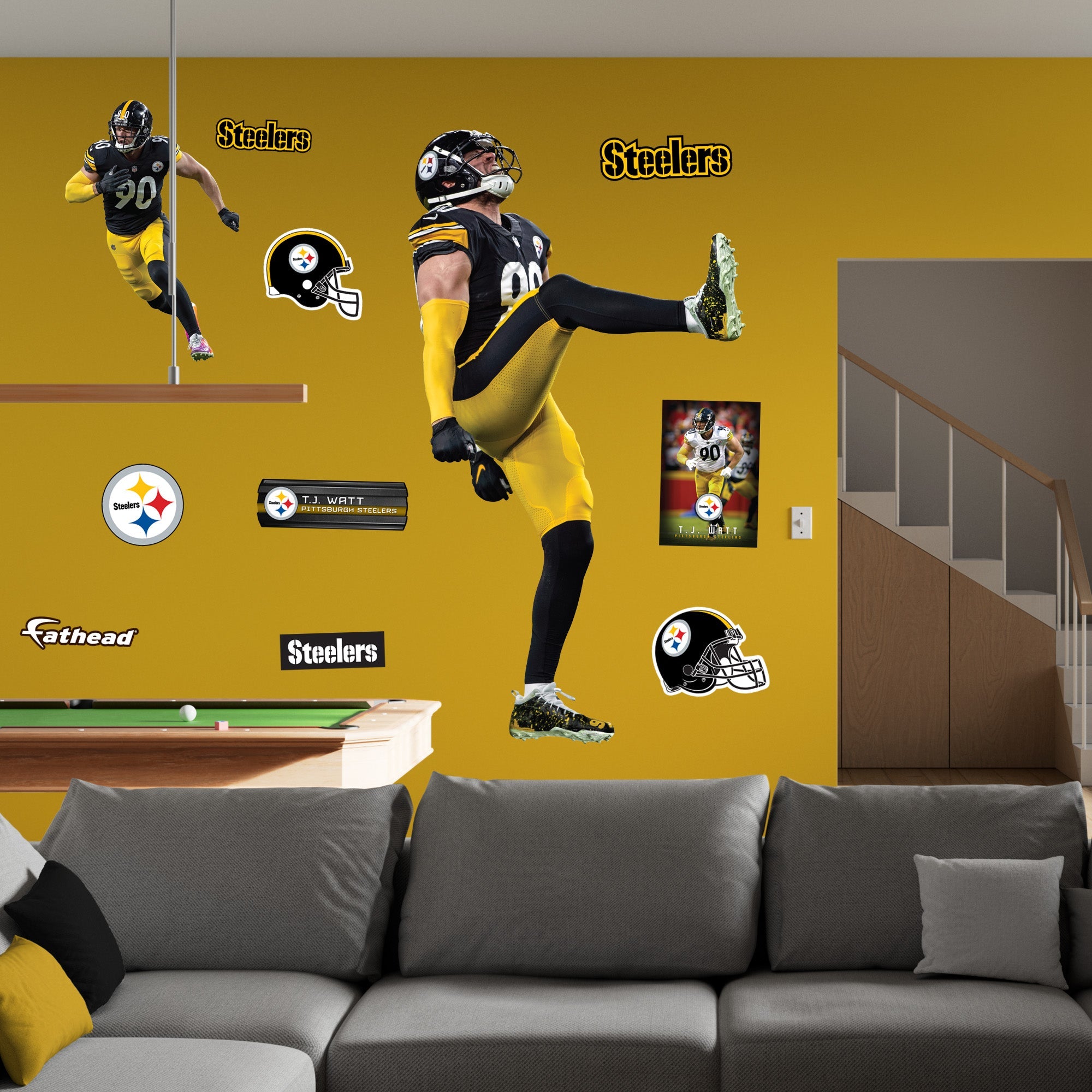 T.J. Watt - RealBig Celebration Collection - Official NFL - Pittsburgh Steelers - Reusable Vinyl Wall Decals