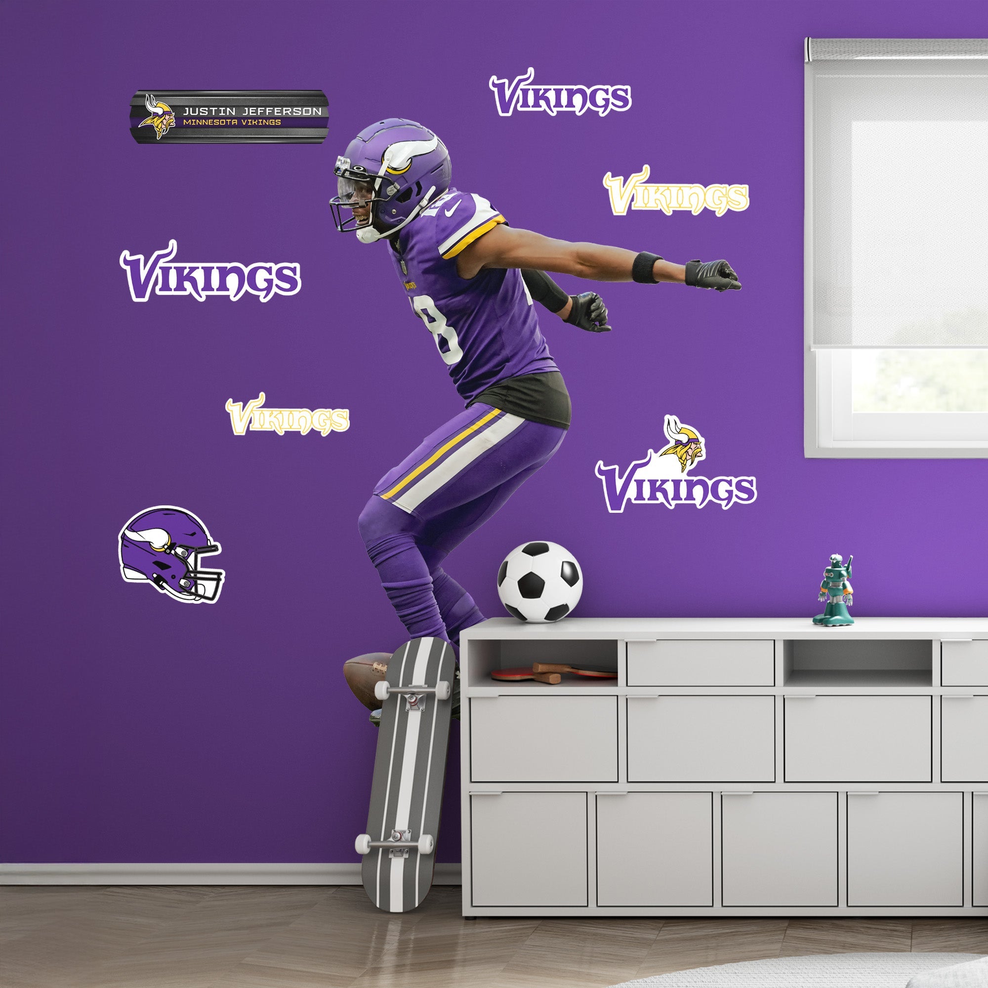 Justin Jefferson - RealBig Griddy Collection - Official NFL - Minnesota Vikings - Reusable Vinyl Wall Decals