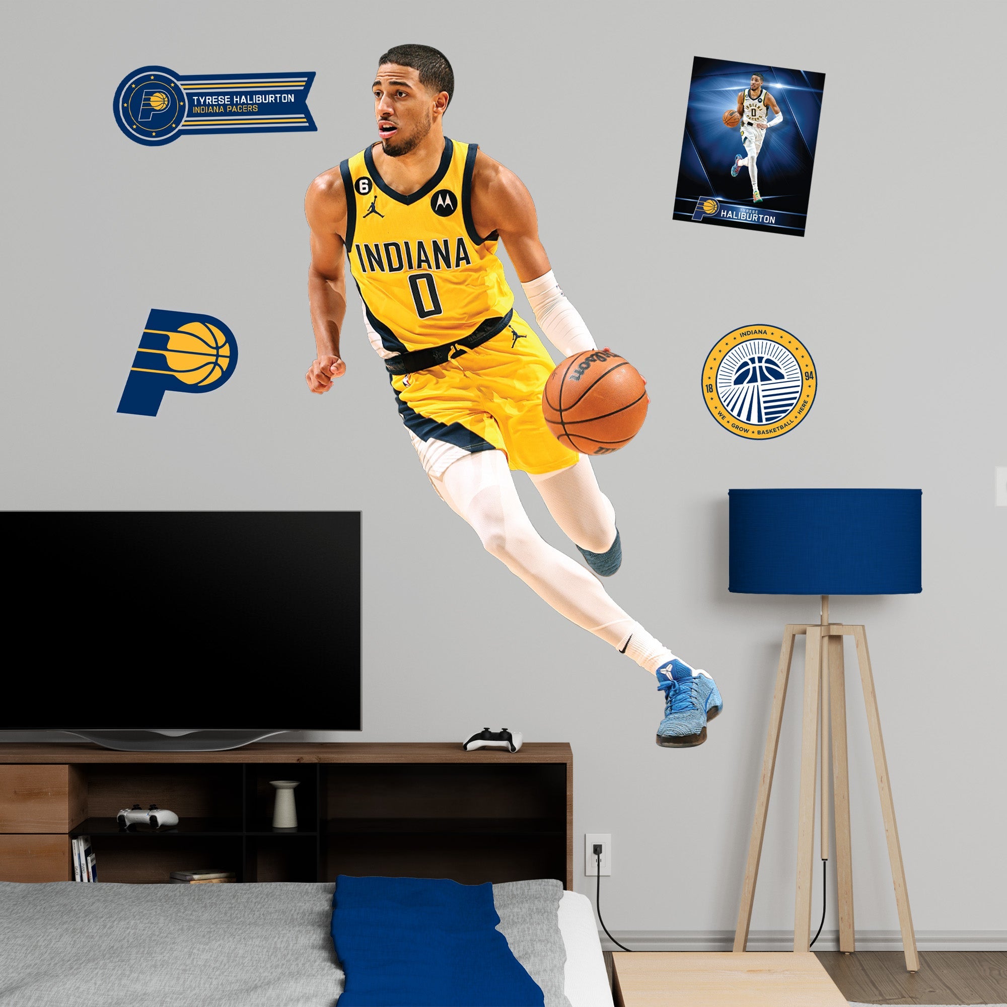 Tyrese Haliburton - RealBig Collection - Official NBA - Indiana Pacers - Reusable Vinyl Wall Decals