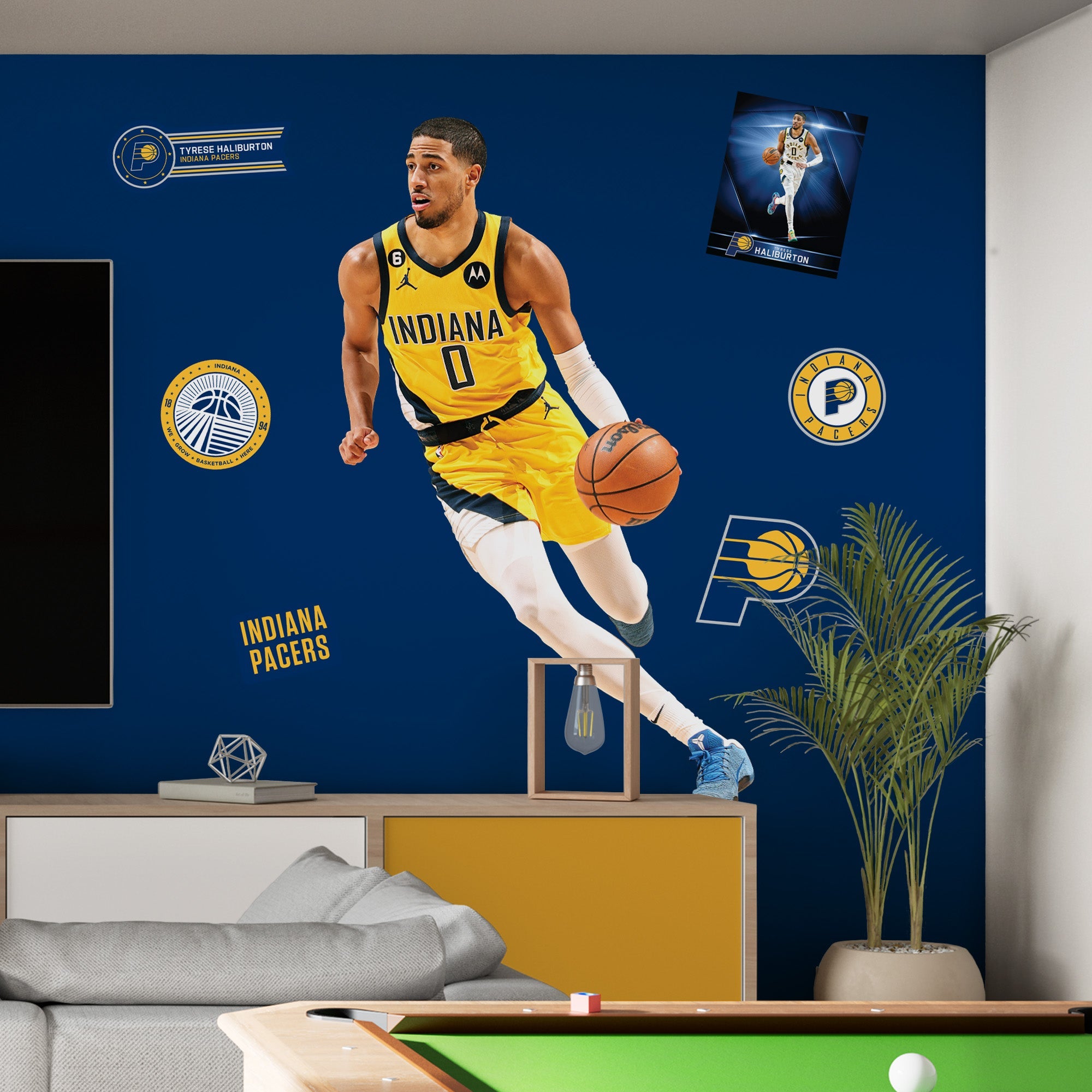 Tyrese Haliburton - RealBig Collection - Official NBA - Indiana Pacers - Reusable Vinyl Wall Decals