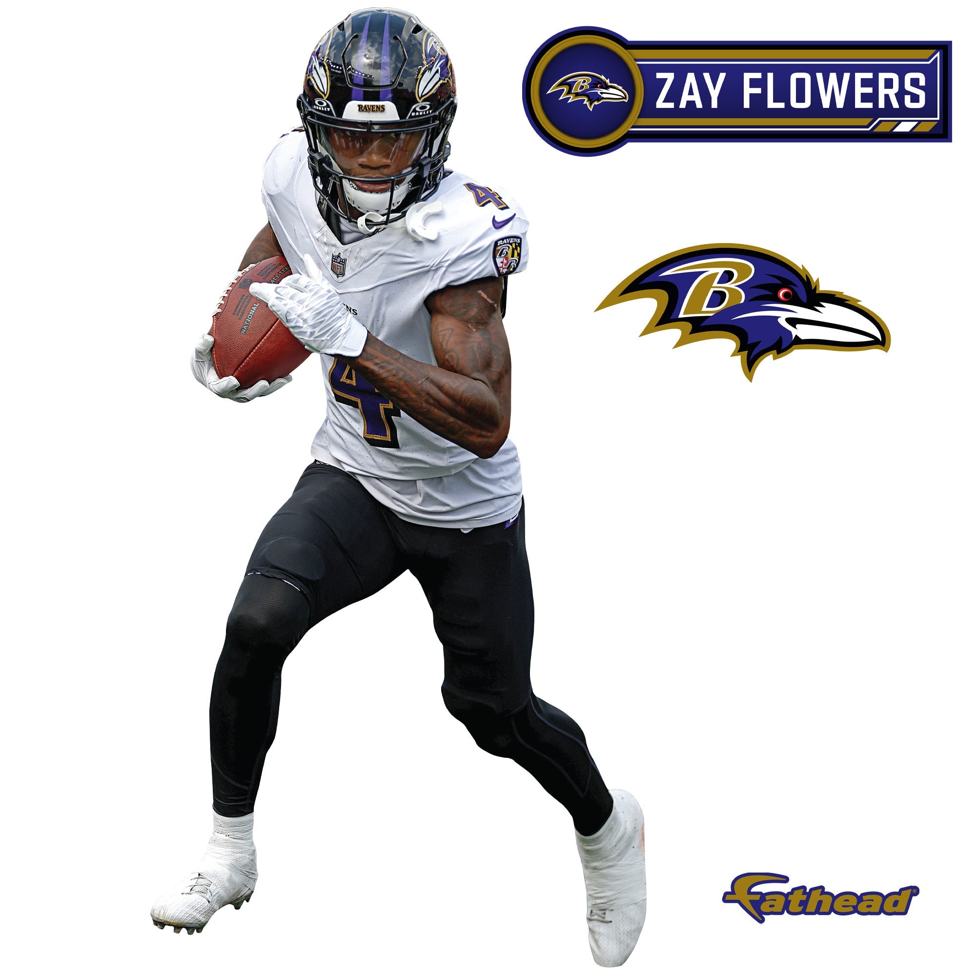 Zay Flowers - RealBig Collection - Official NFL - Baltimore Ravens - Reusable Vinyl Wall Decals