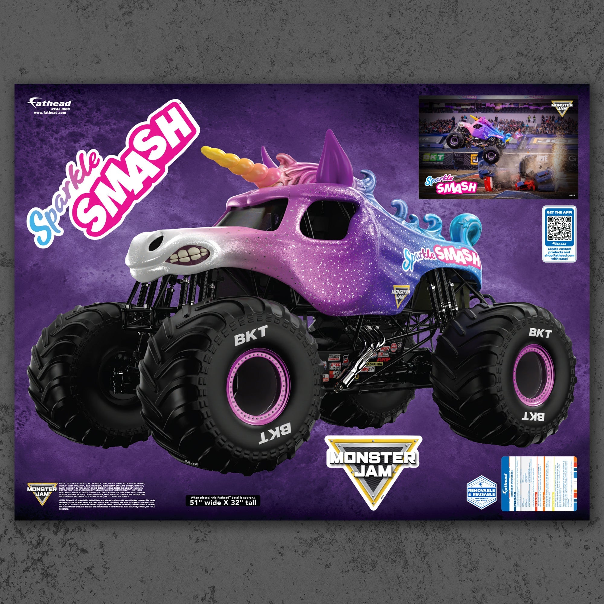 Sparkle Smash - RealBig Collection - Official Monster Jam - Reusable Vinyl Wall Decals