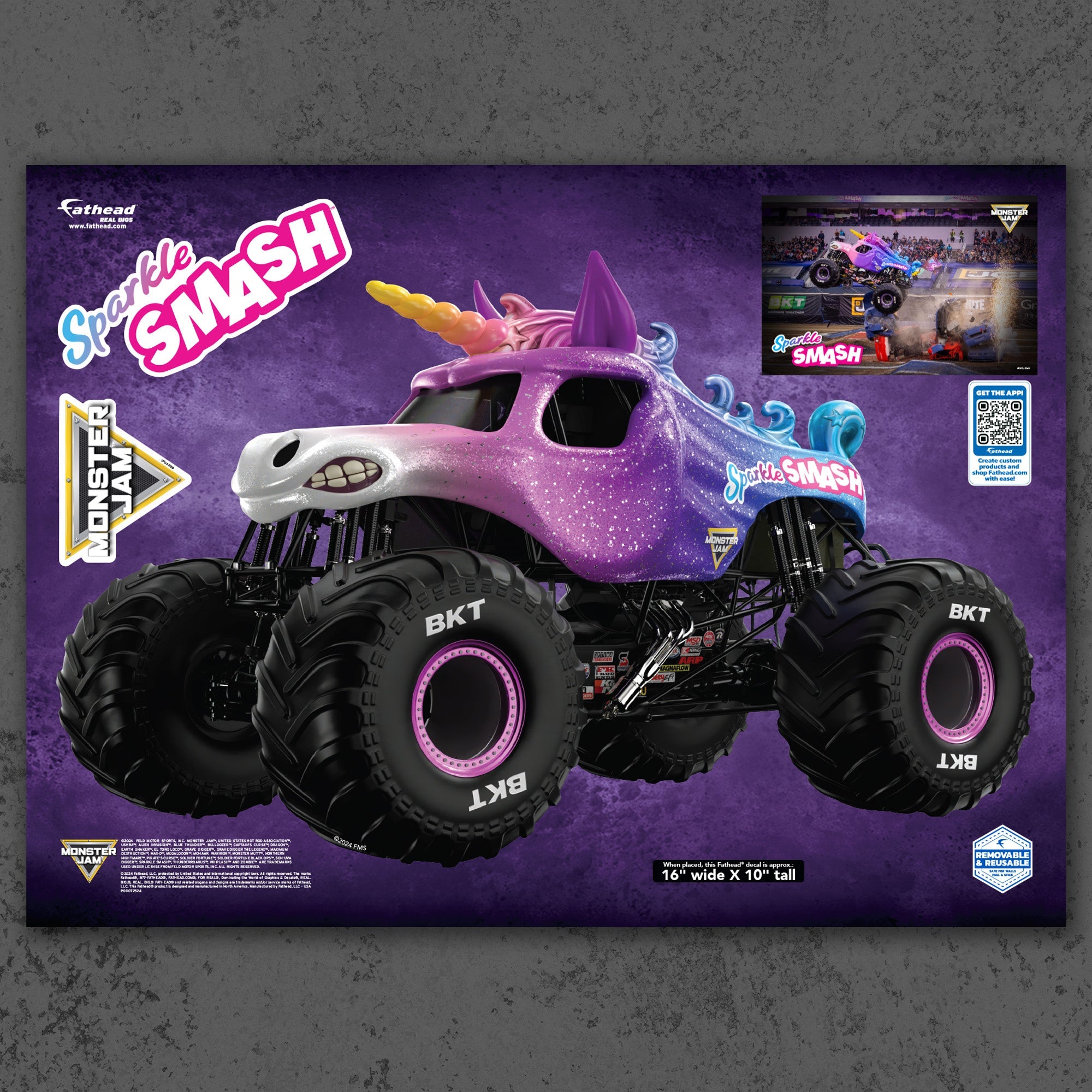 Sparkle Smash - RealBig Collection - Official Monster Jam - Reusable Vinyl Wall Decals