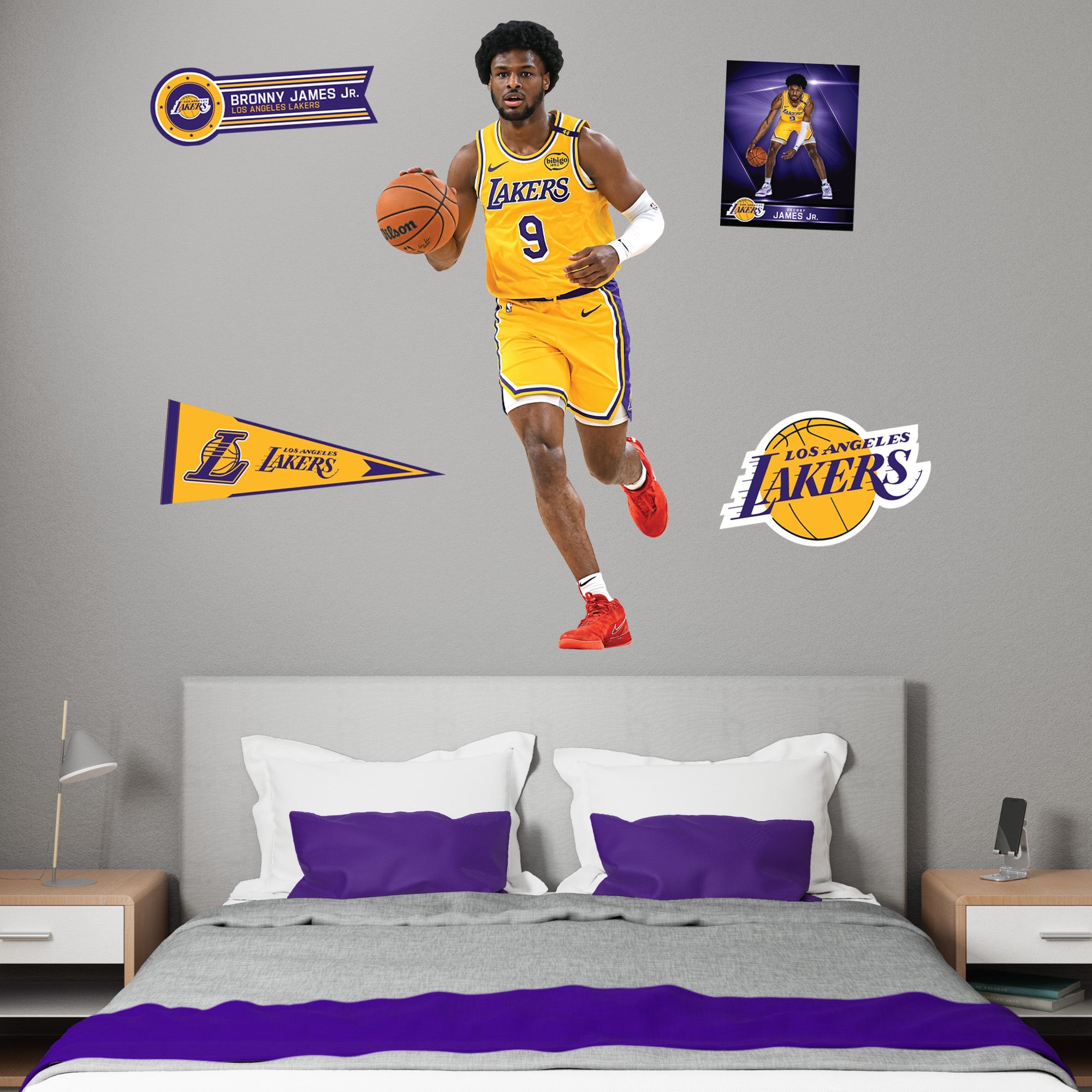 Bronny James - RealBig Collection - Official NBA - Los Angeles Lakers - Reusable Vinyl Wall Decals