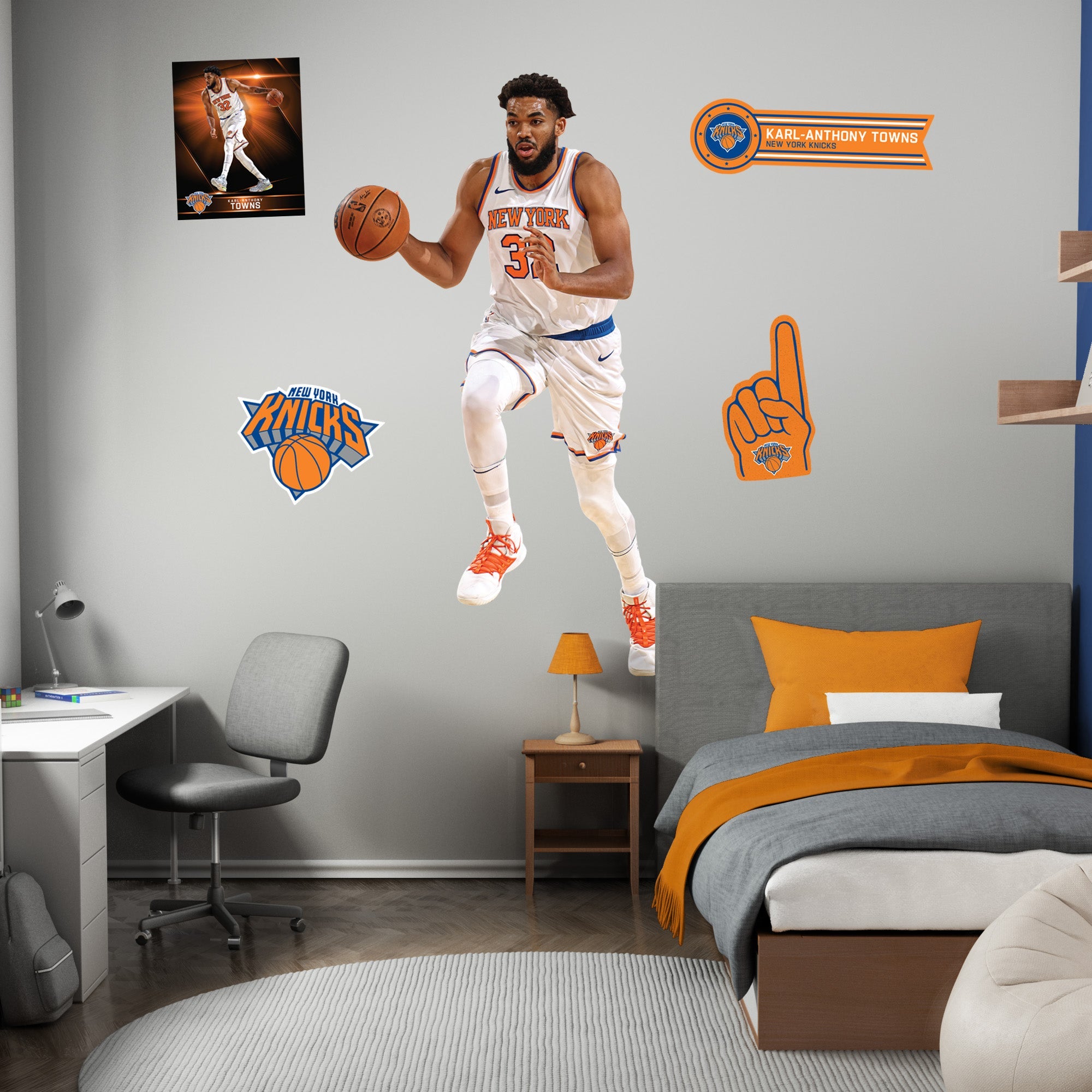 Karl Anthony Towns - RealBig Collection - Official NBA - New York Knicks - Reusable Vinyl Wall Decals
