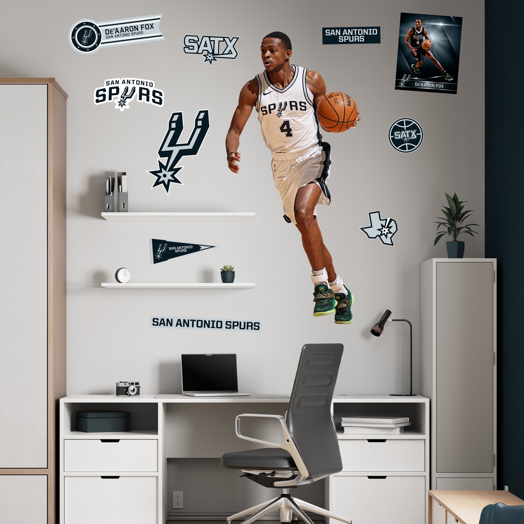 De'Aaron Fox - RealBig Collection - Official NBA - San Antonio Spurs - Reusable Vinyl Wall Decals