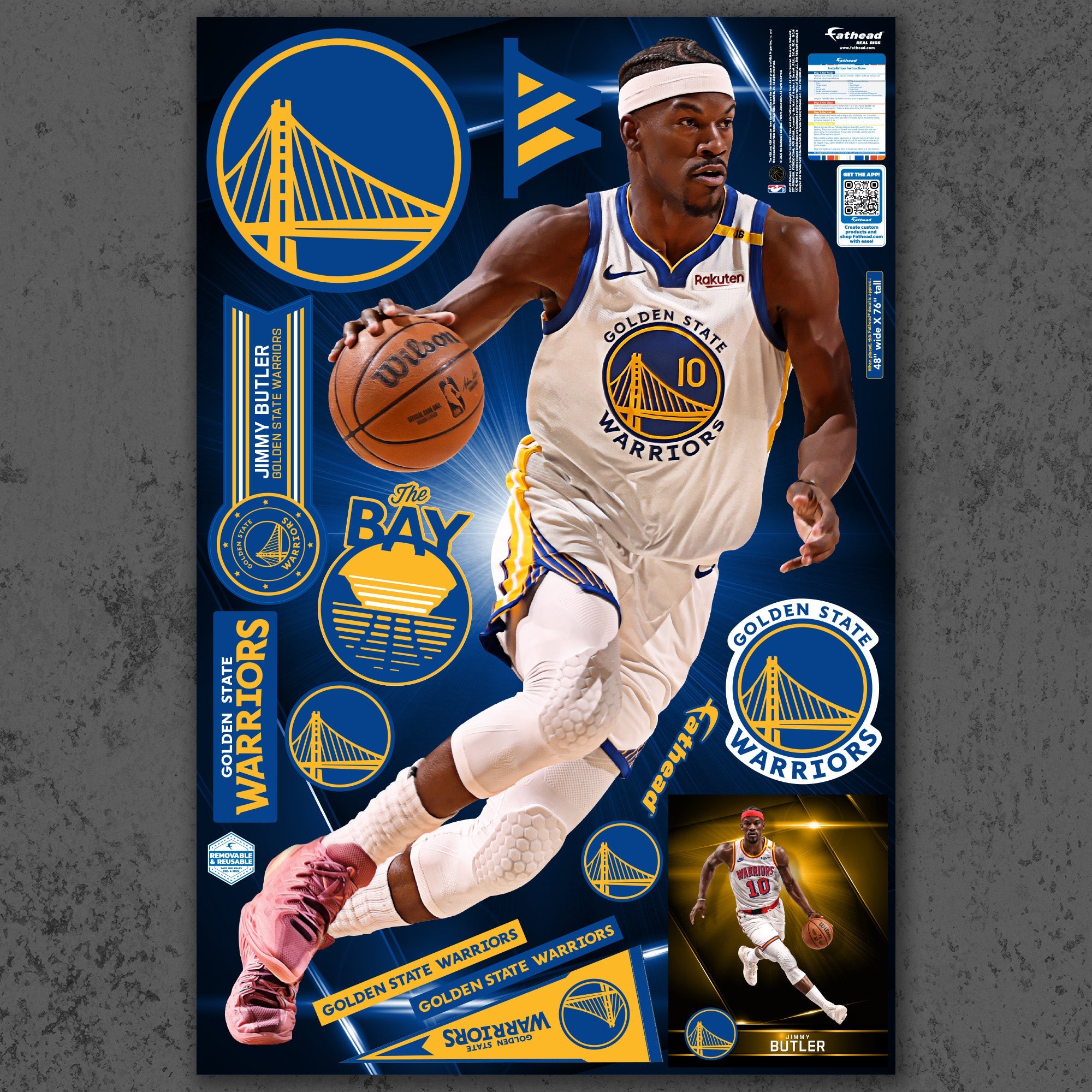 Jimmy Butler - RealBig Collection - Official NBA - Golden State Warriors - Reusable Vinyl Wall Decals