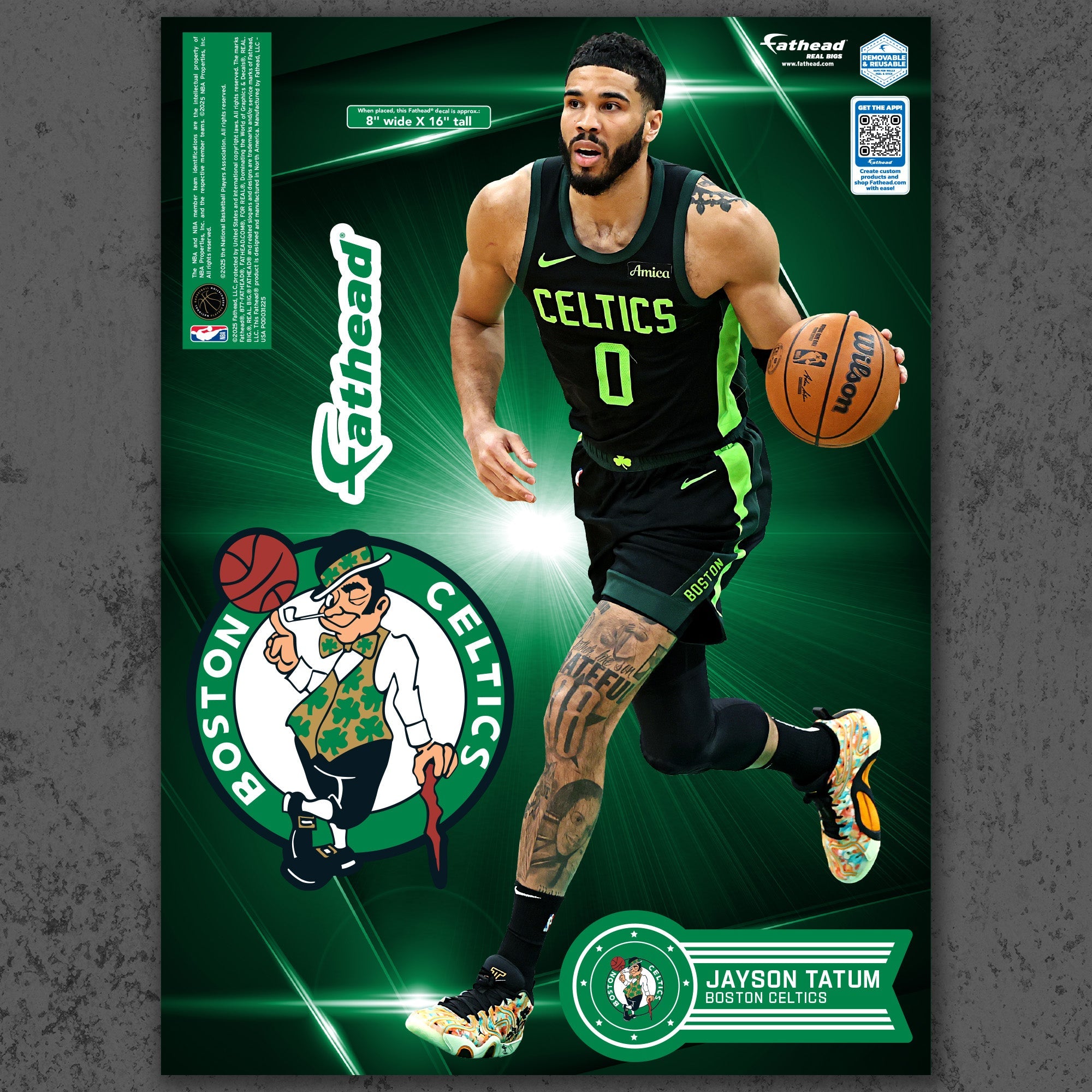 Jayson Tatum - RealBig City Collection - Official NBA - Boston Celtics - Reusable Vinyl Wall Decals