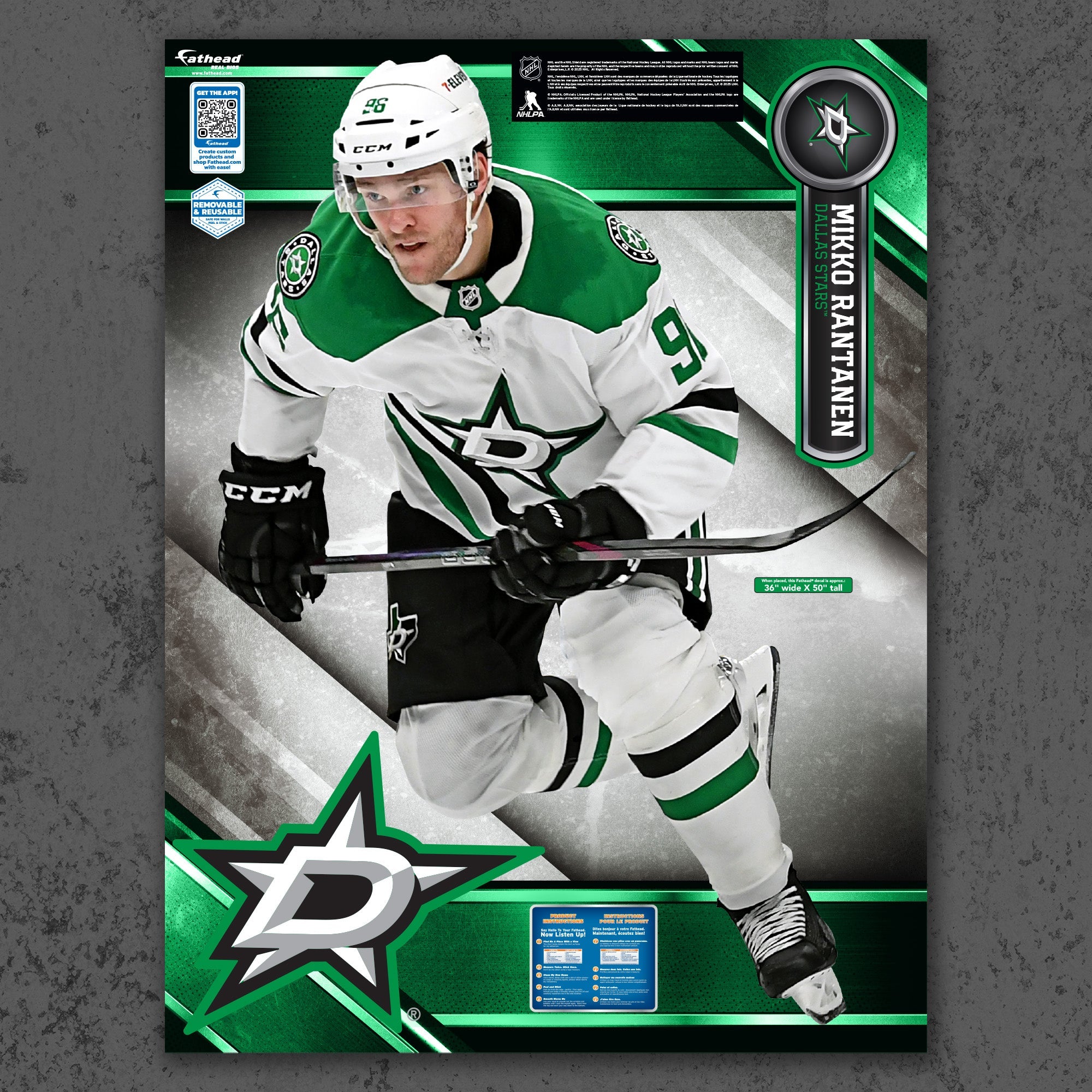 Mikko Rantanen - RealBig Collection - Official NHL - Dallas Stars - Reusable Vinyl Wall Decals