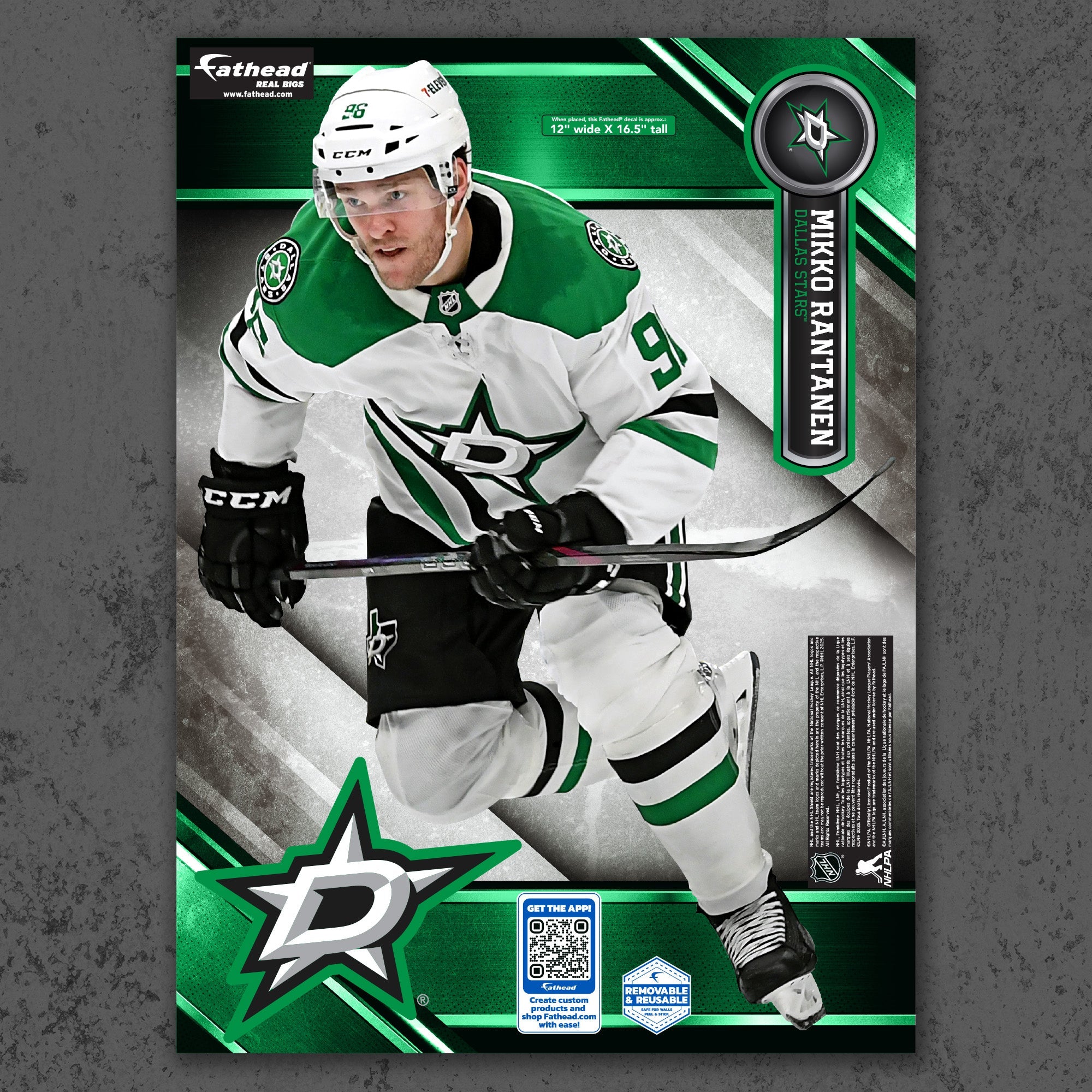 Mikko Rantanen - RealBig Collection - Official NHL - Dallas Stars - Reusable Vinyl Wall Decals