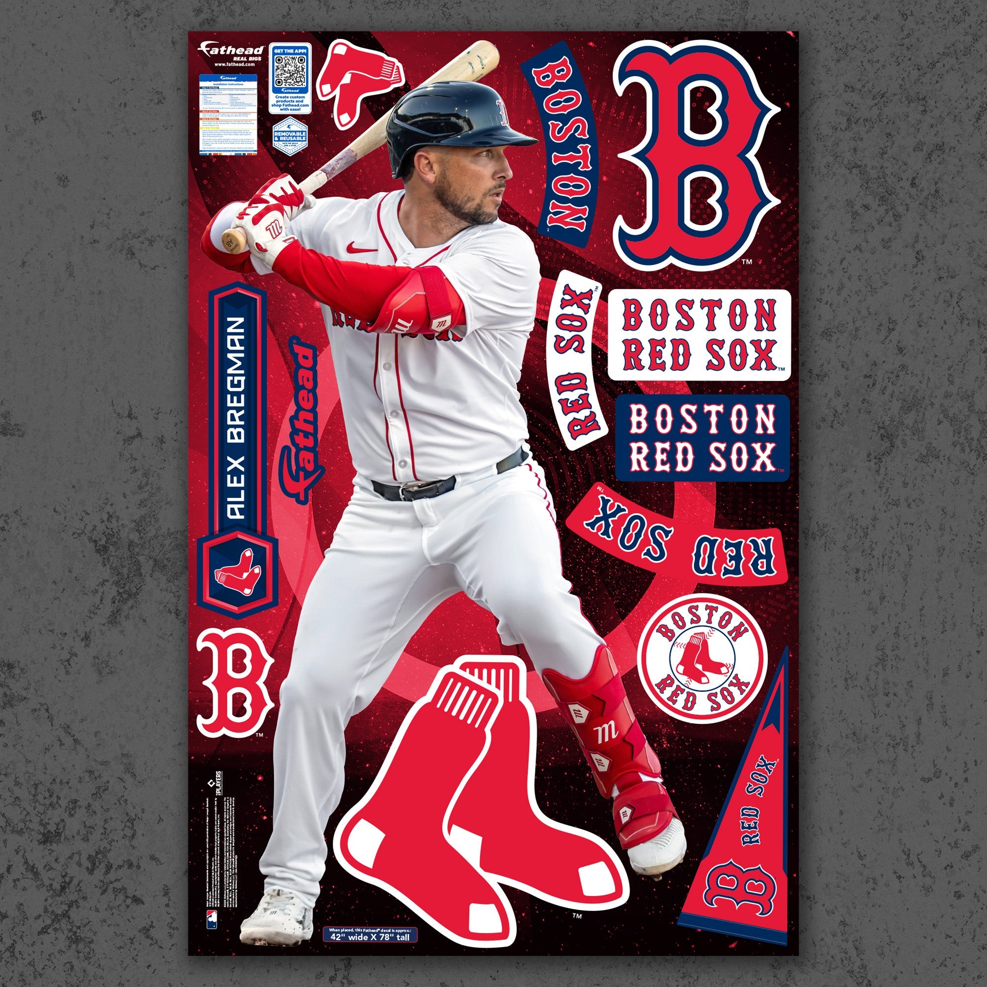 Alex Bregman - RealBig Collection - Official MLB - Boston Red Sox - Reusable Vinyl Wall Decals