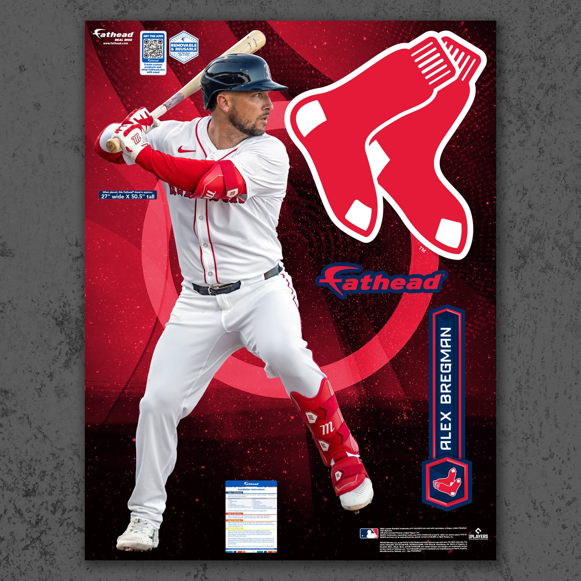 Alex Bregman - RealBig Collection - Official MLB - Boston Red Sox - Reusable Vinyl Wall Decals