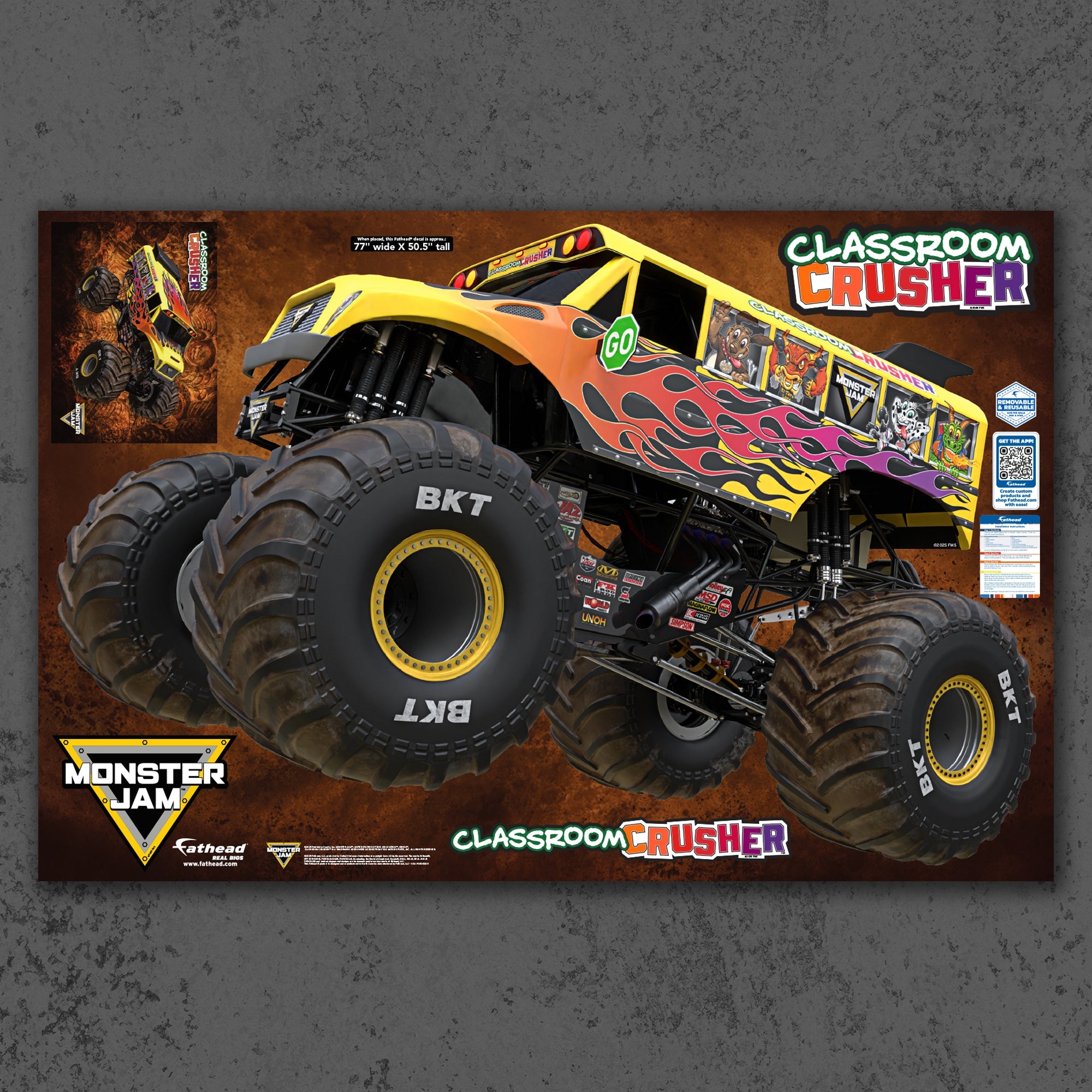 Classroom Crusher - RealBig Collection - Official Monster Jam - Reusable Vinyl Wall Decals