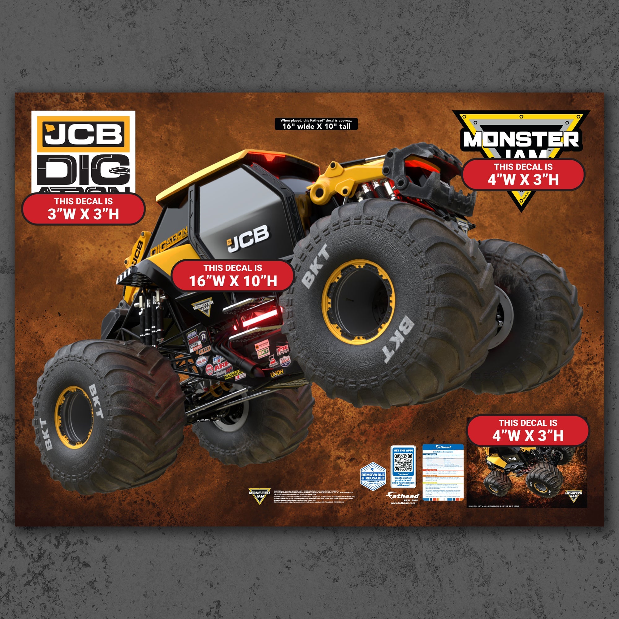 DIGatron - RealBig Collection - Official Monster Jam - Reusable Vinyl Wall Decals