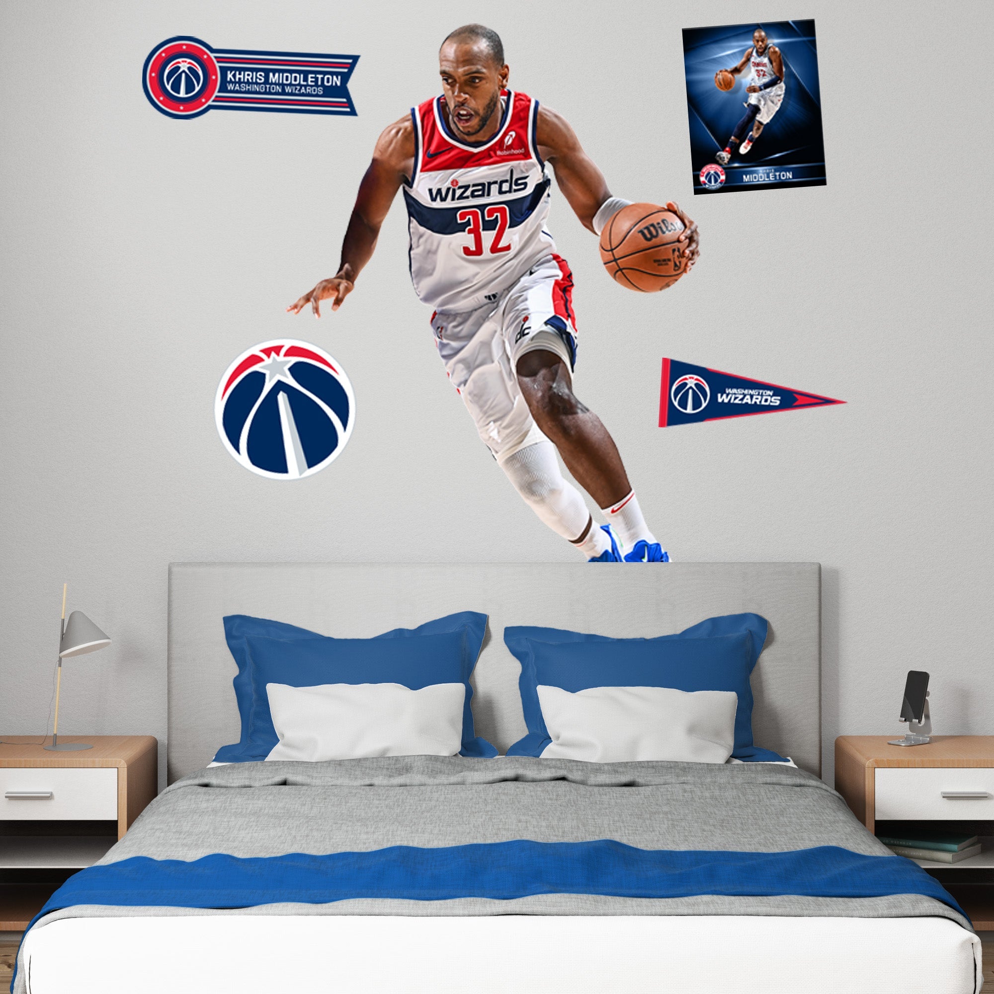 Khris Middleton - RealBig Collection - Official NBA - Washington Wizards - Reusable Vinyl Wall Decals