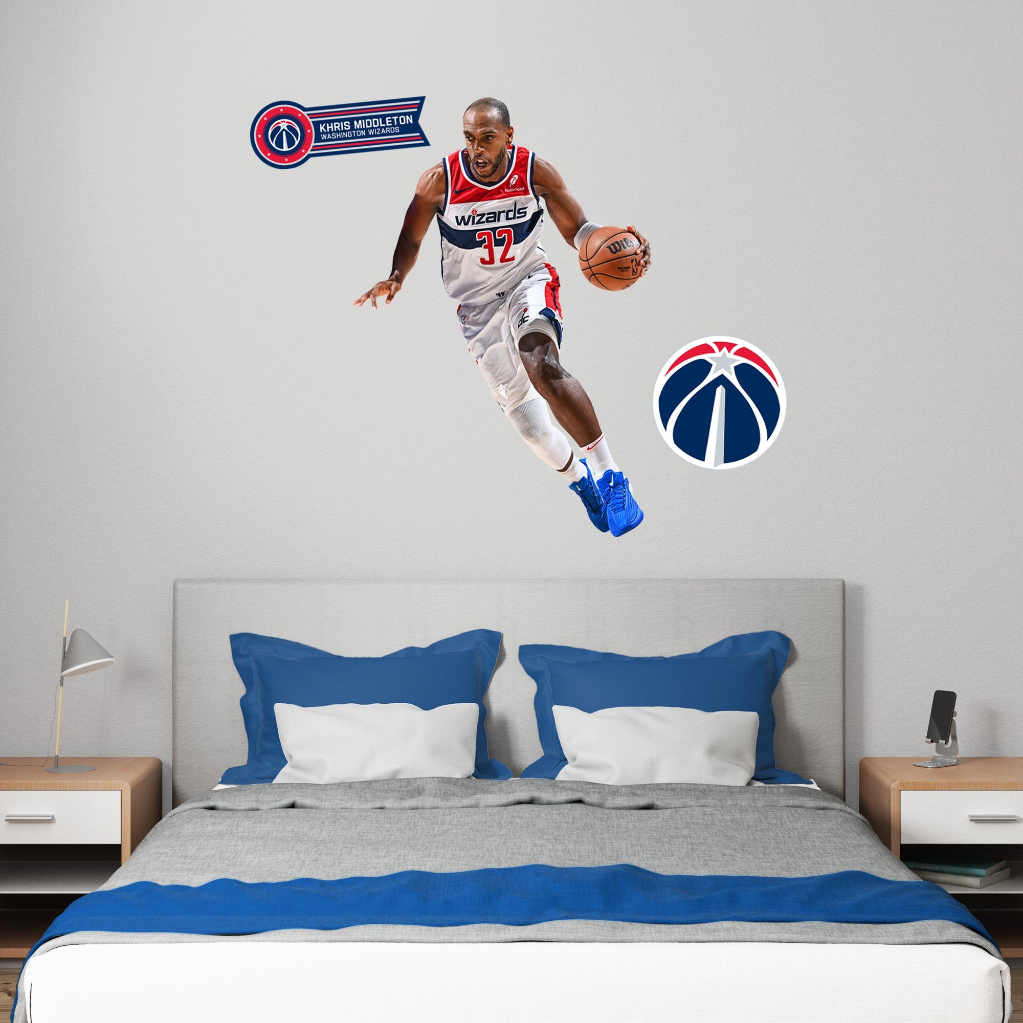 Khris Middleton - RealBig Collection - Official NBA - Washington Wizards - Reusable Vinyl Wall Decals
