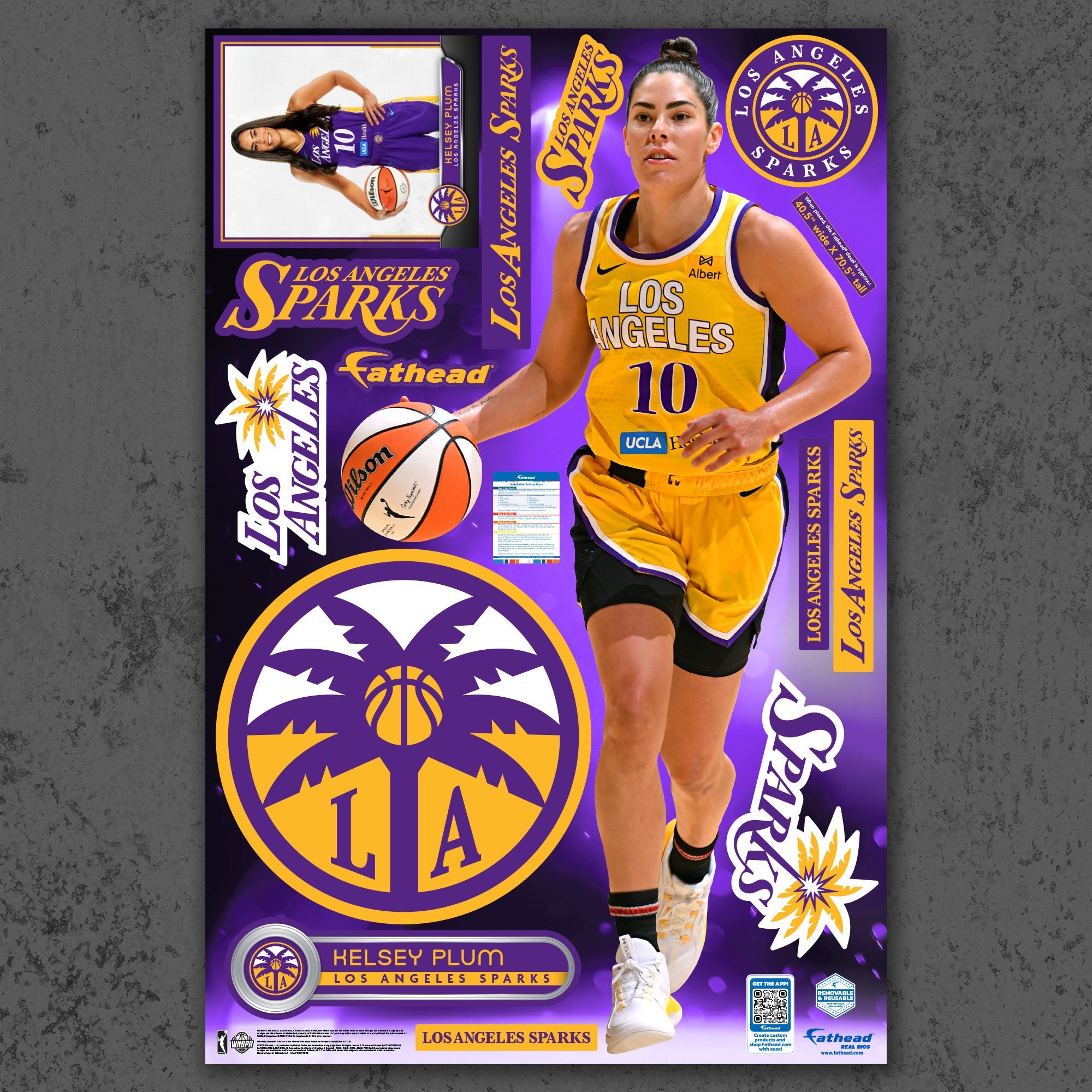 Kelsey Plum - RealBig Collection - Official WNBA - Los Angeles Sparks - Reusable Vinyl Wall Decals