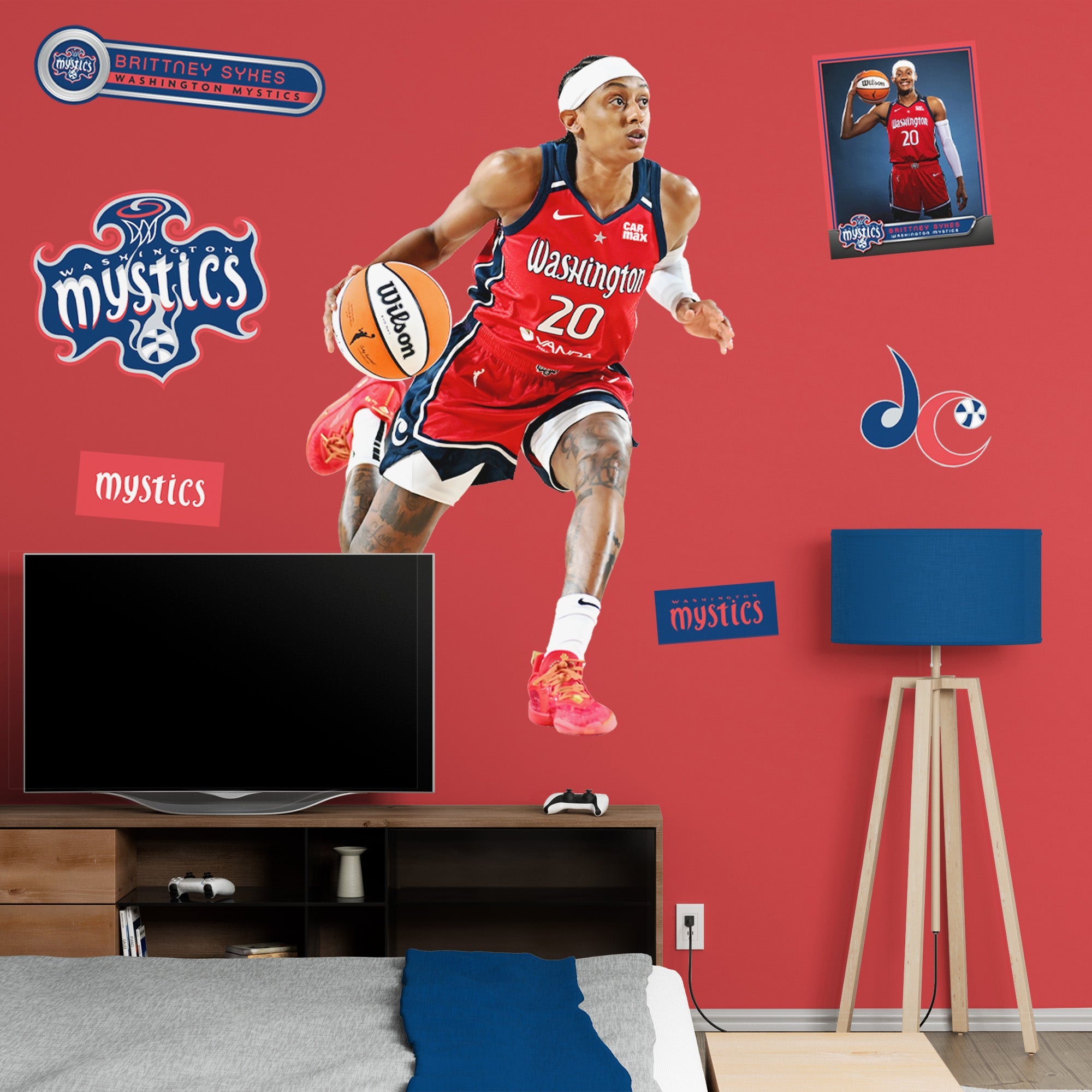 Brittney Sykes - RealBig Collection - Official WNBA - Washington Mystics - Reusable Vinyl Wall Decals