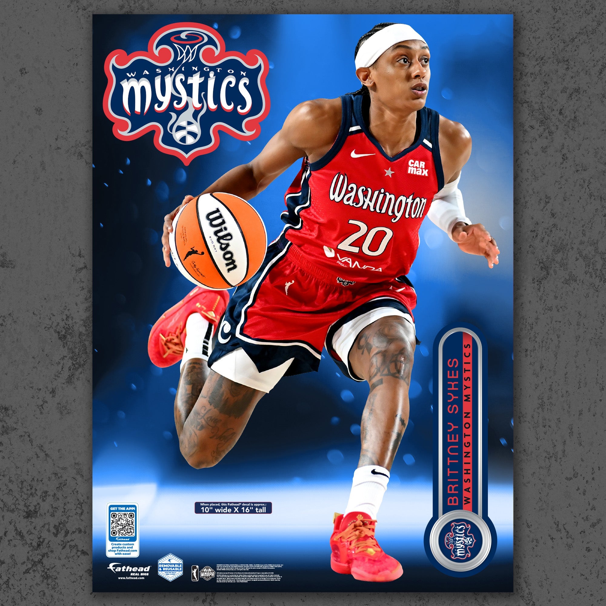 Brittney Sykes - RealBig Collection - Official WNBA - Washington Mystics - Reusable Vinyl Wall Decals